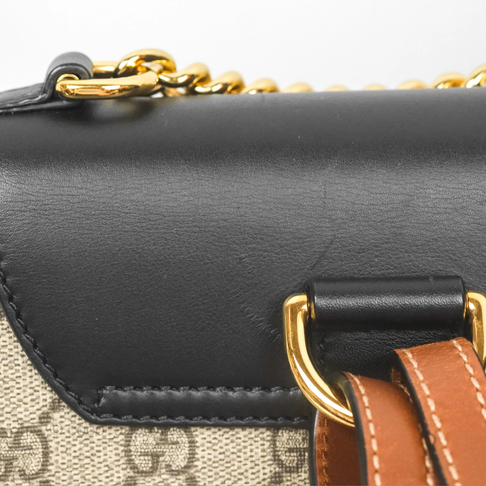 Gucci Mini Padlock Backpack GG Coated Canvas Black/Brown Leather