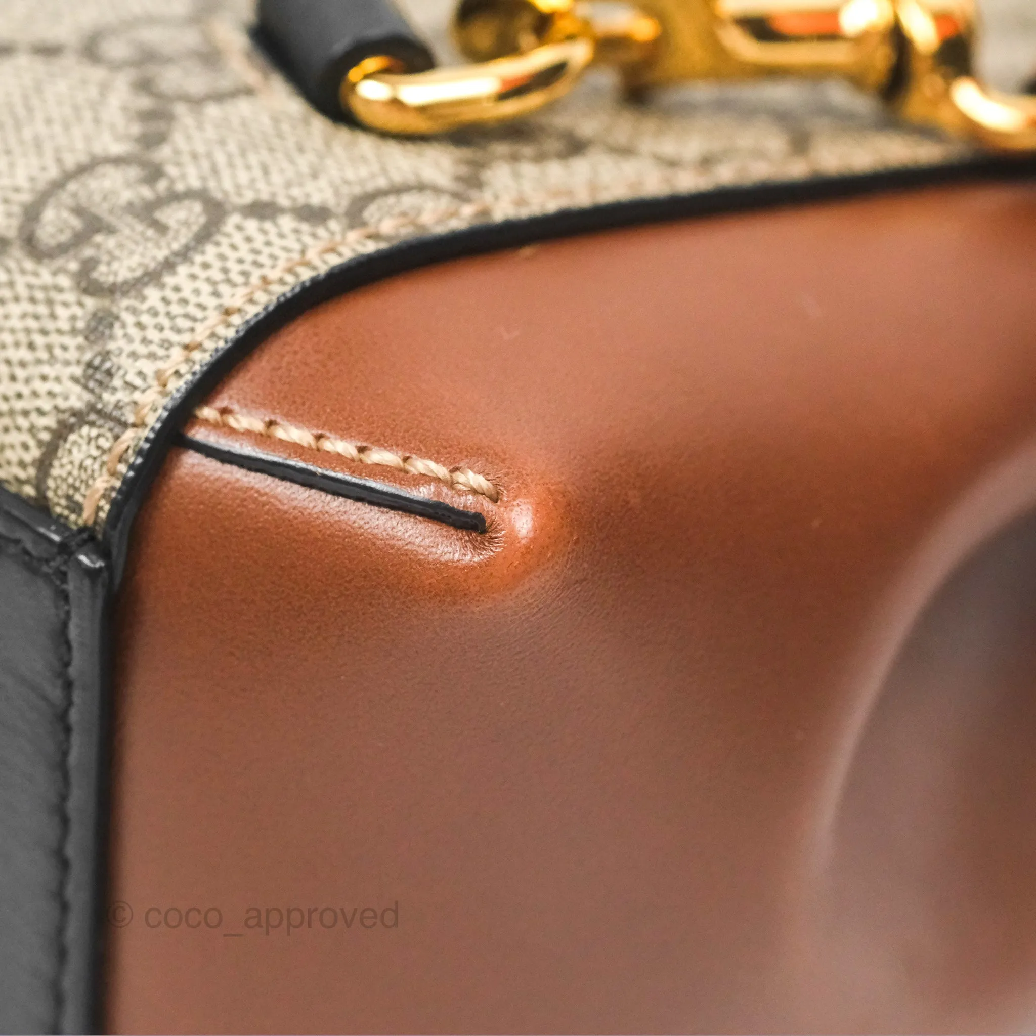 Gucci Mini Padlock Backpack GG Coated Canvas Black/Brown Leather