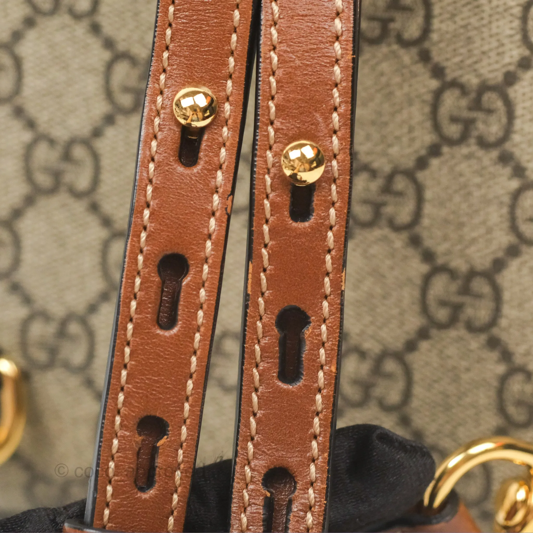 Gucci Mini Padlock Backpack GG Coated Canvas Black/Brown Leather