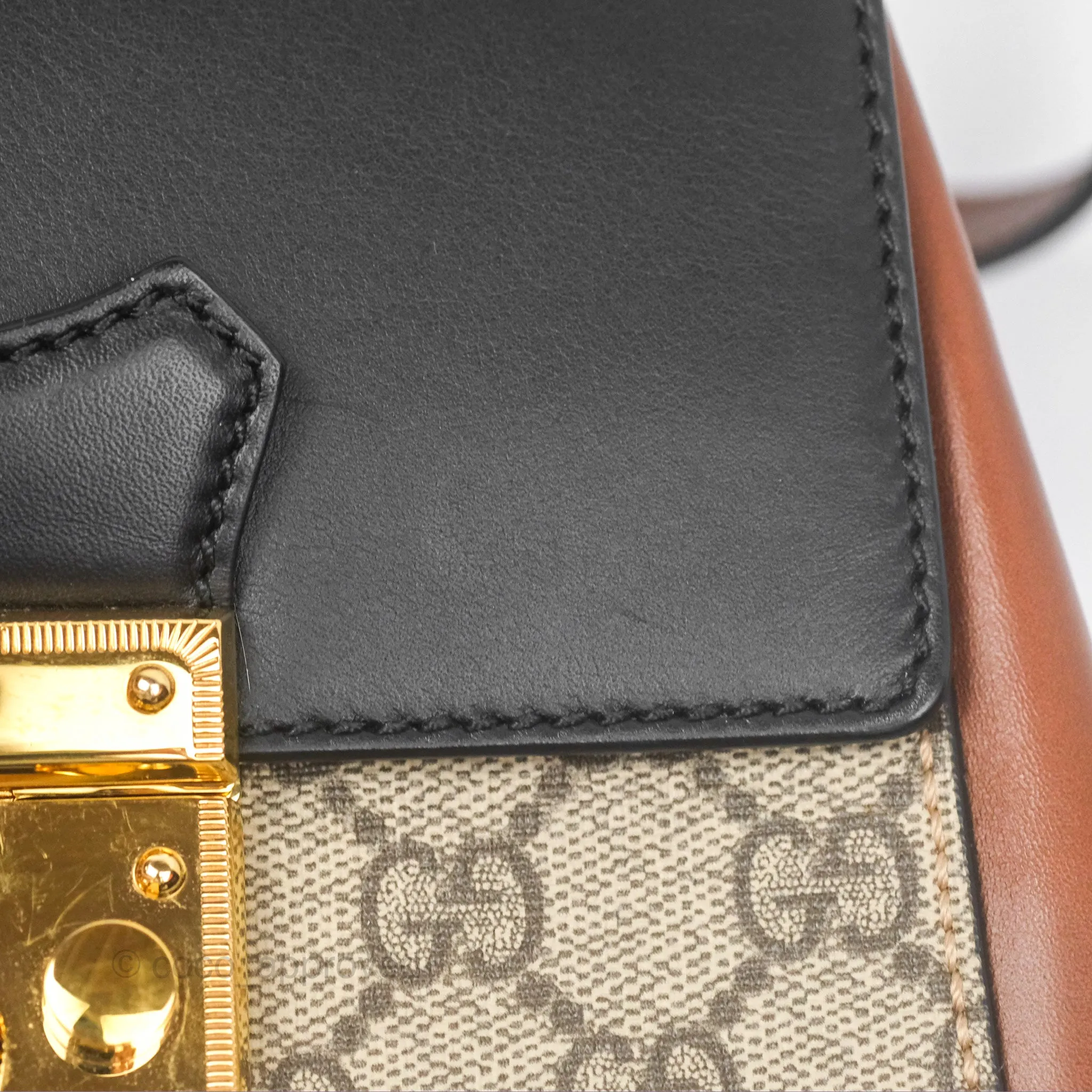 Gucci Mini Padlock Backpack GG Coated Canvas Black/Brown Leather