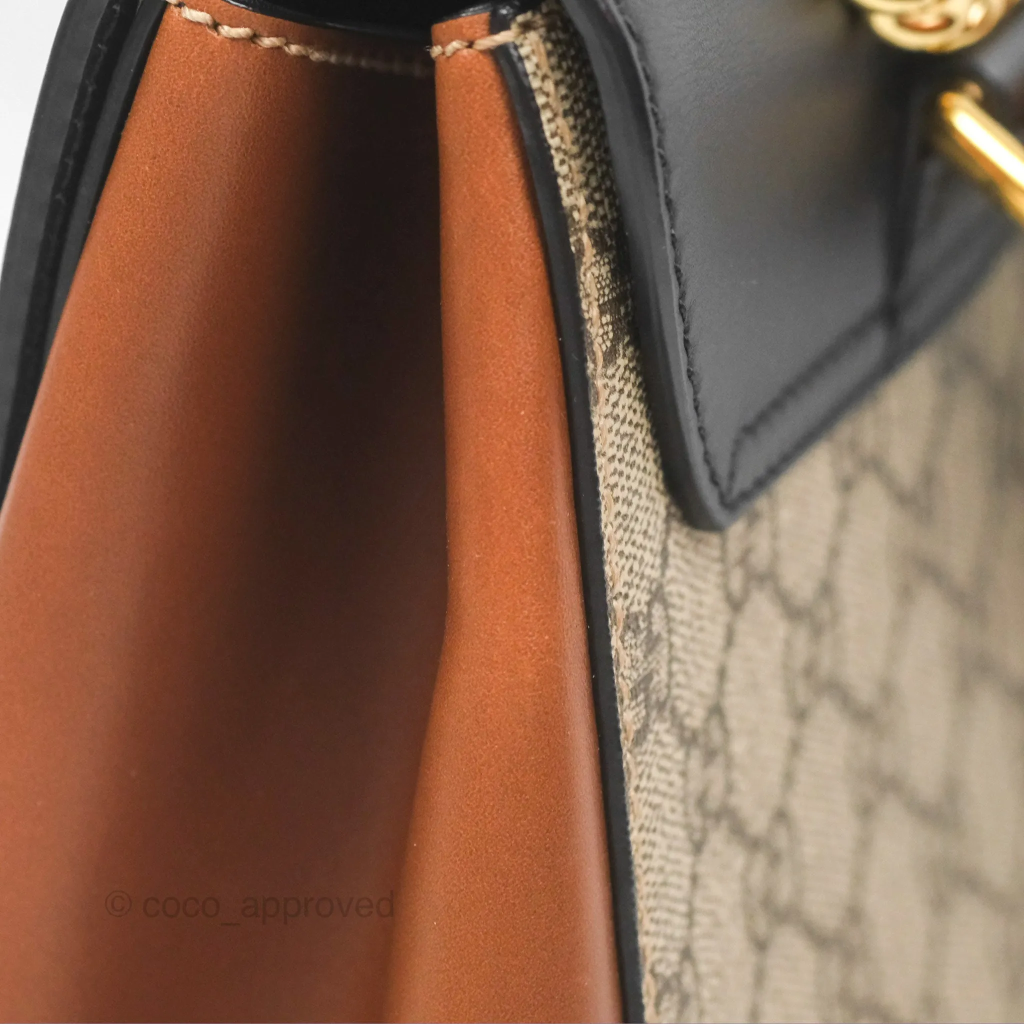 Gucci Mini Padlock Backpack GG Coated Canvas Black/Brown Leather