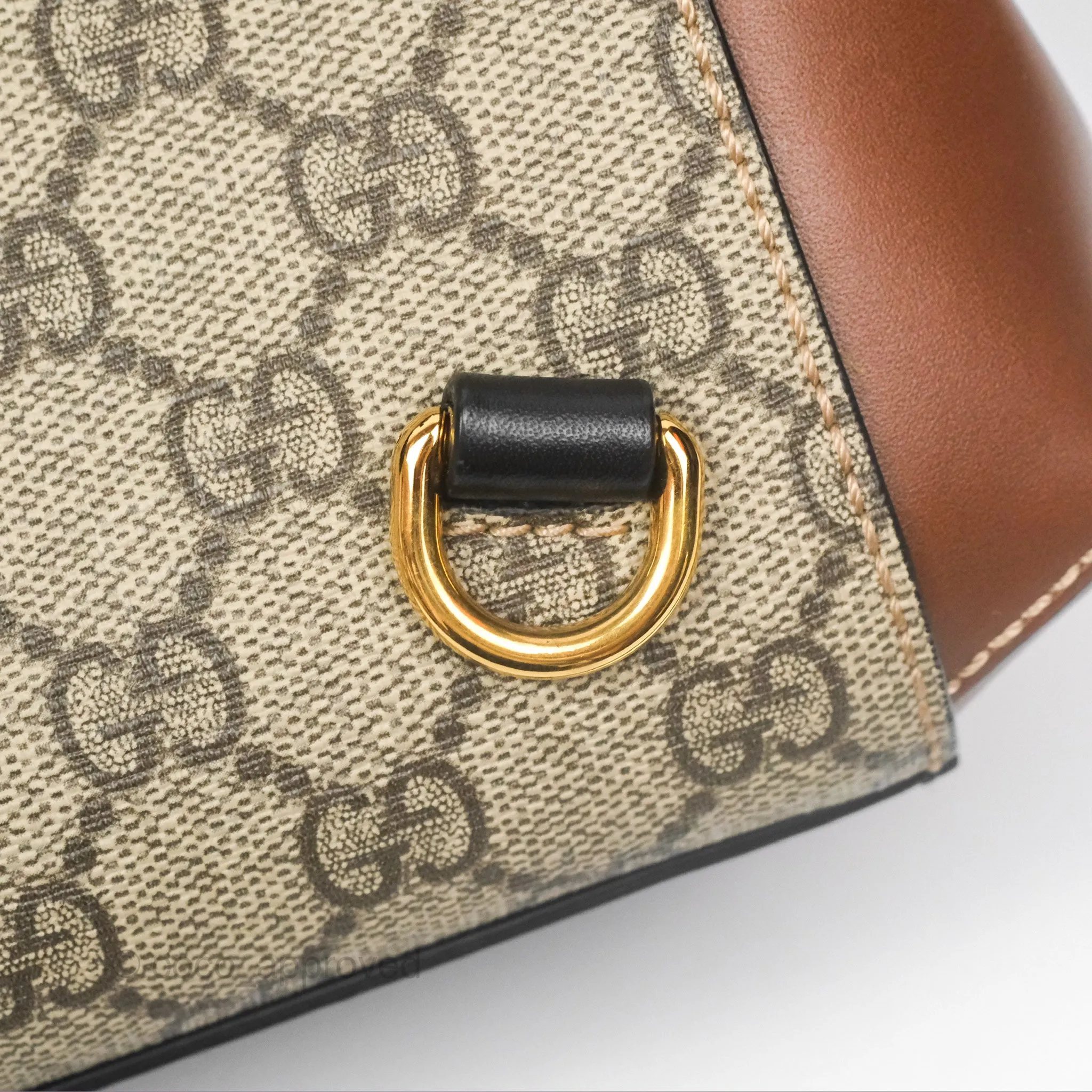 Gucci Mini Padlock Backpack GG Coated Canvas Black/Brown Leather