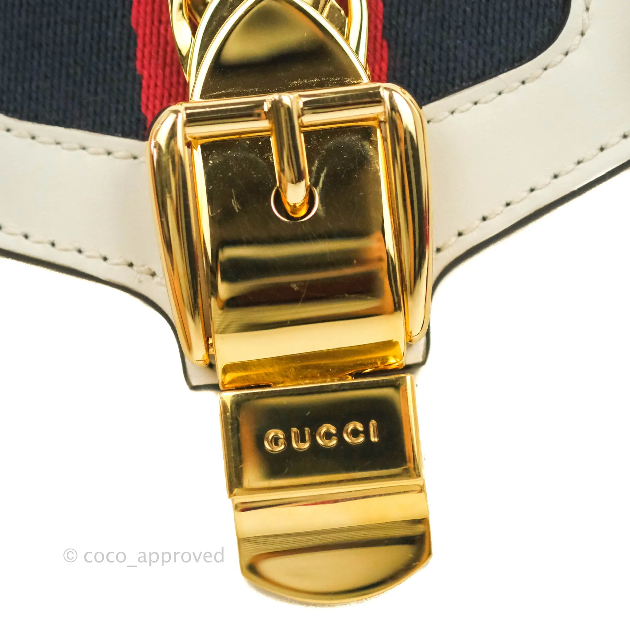 Gucci Mini Sylvie Top Handle White Calfskin Shoulder Bag With Strap