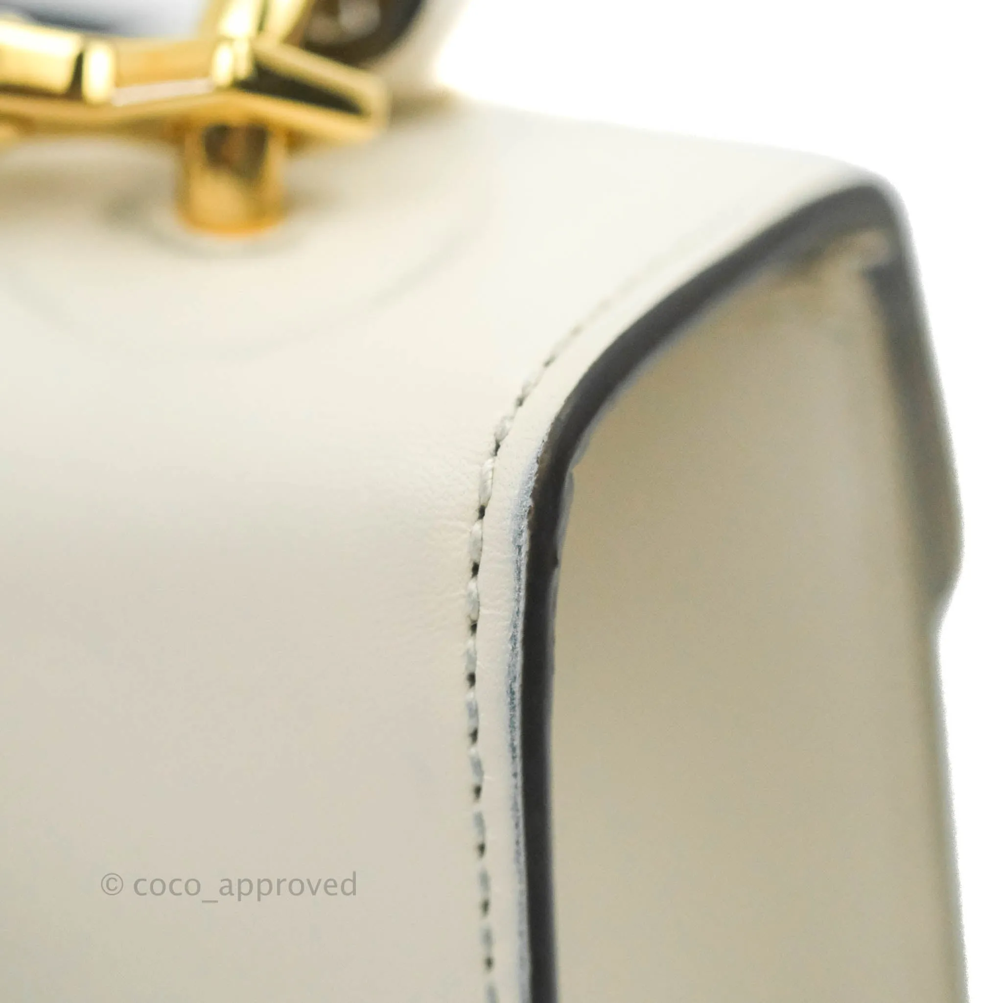 Gucci Mini Sylvie Top Handle White Calfskin Shoulder Bag With Strap