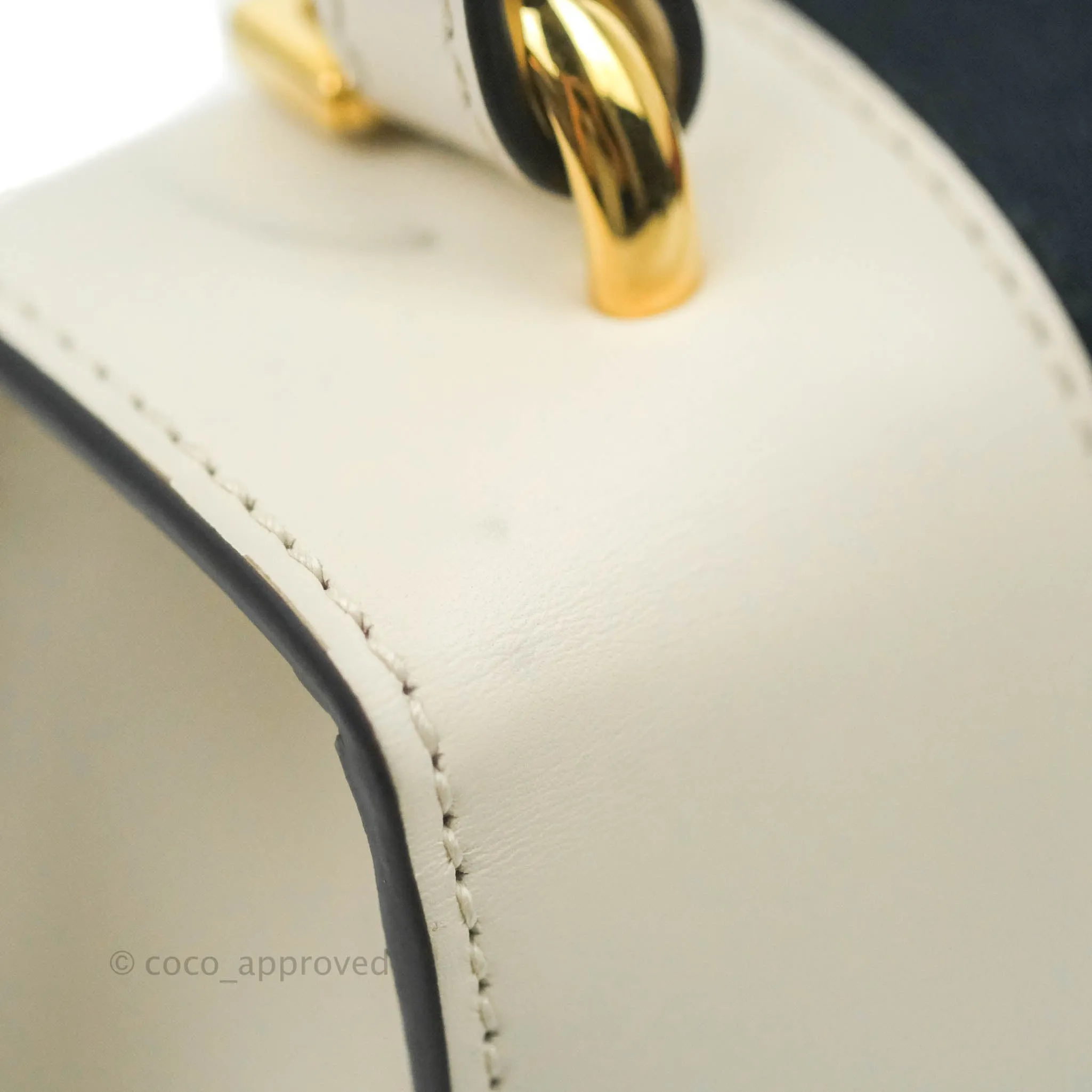 Gucci Mini Sylvie Top Handle White Calfskin Shoulder Bag With Strap