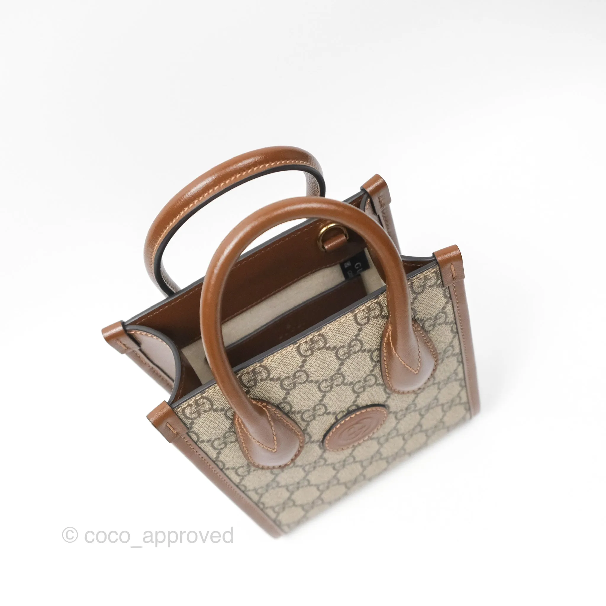 Gucci Mini Tote Bag with Interlocking G Beige / Ebony GG Supreme Canvas