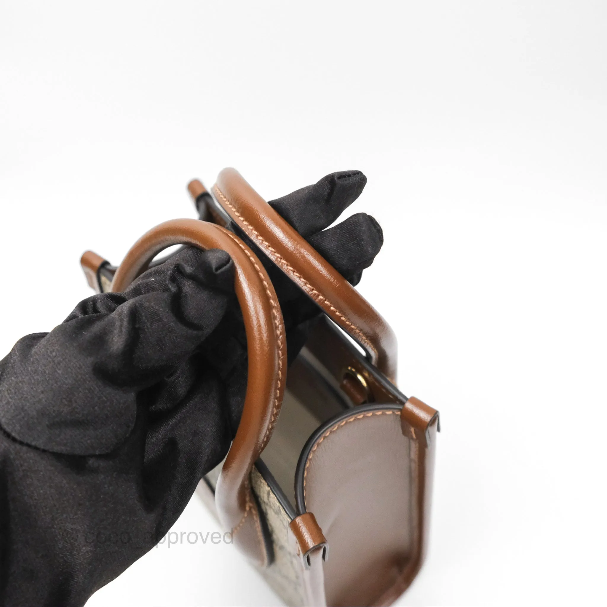 Gucci Mini Tote Bag with Interlocking G Beige / Ebony GG Supreme Canvas