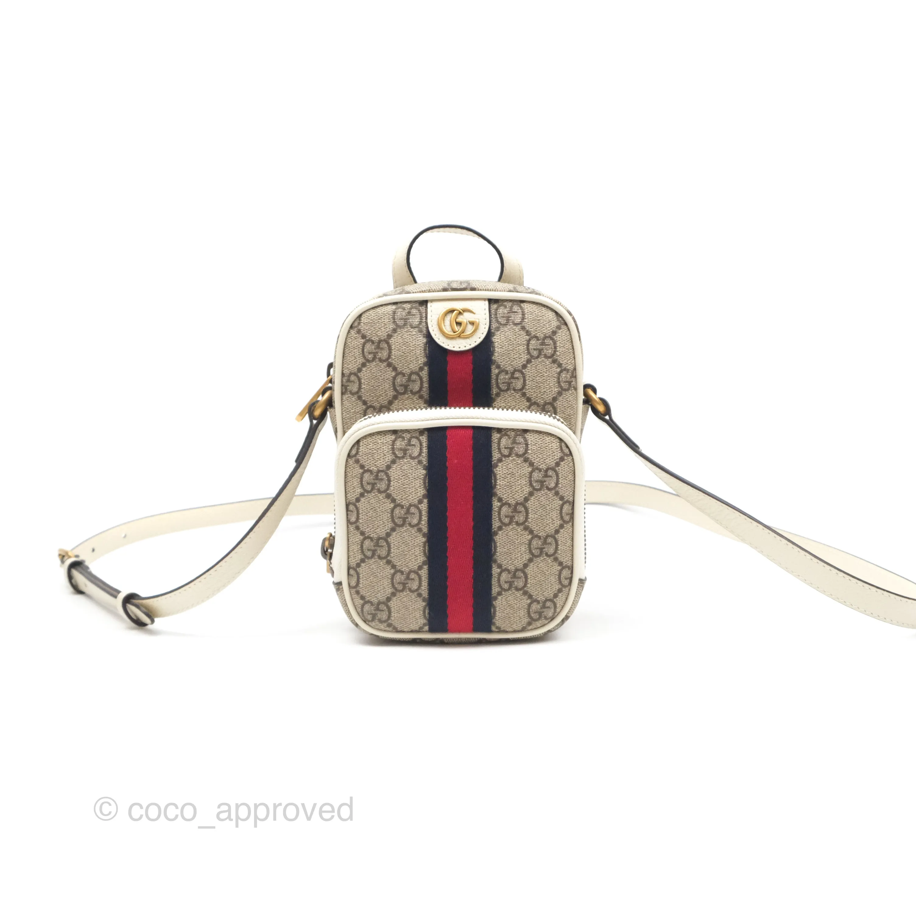 Gucci Ophidia GG Supreme Mini Crossbody Bag White