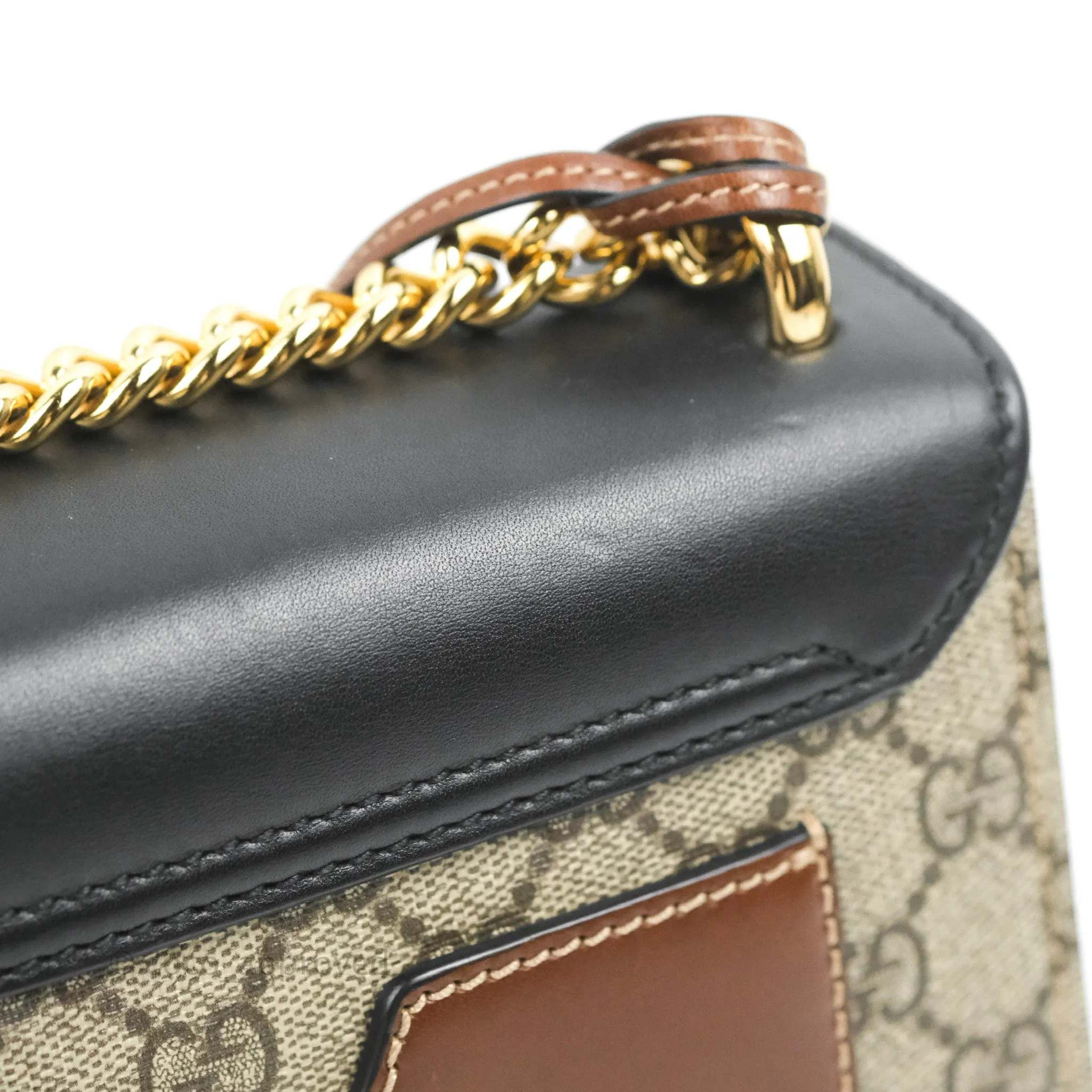 Gucci Padlock Small GG Shoulder Bag Black Beige/ Ebony GG Supreme Canvas