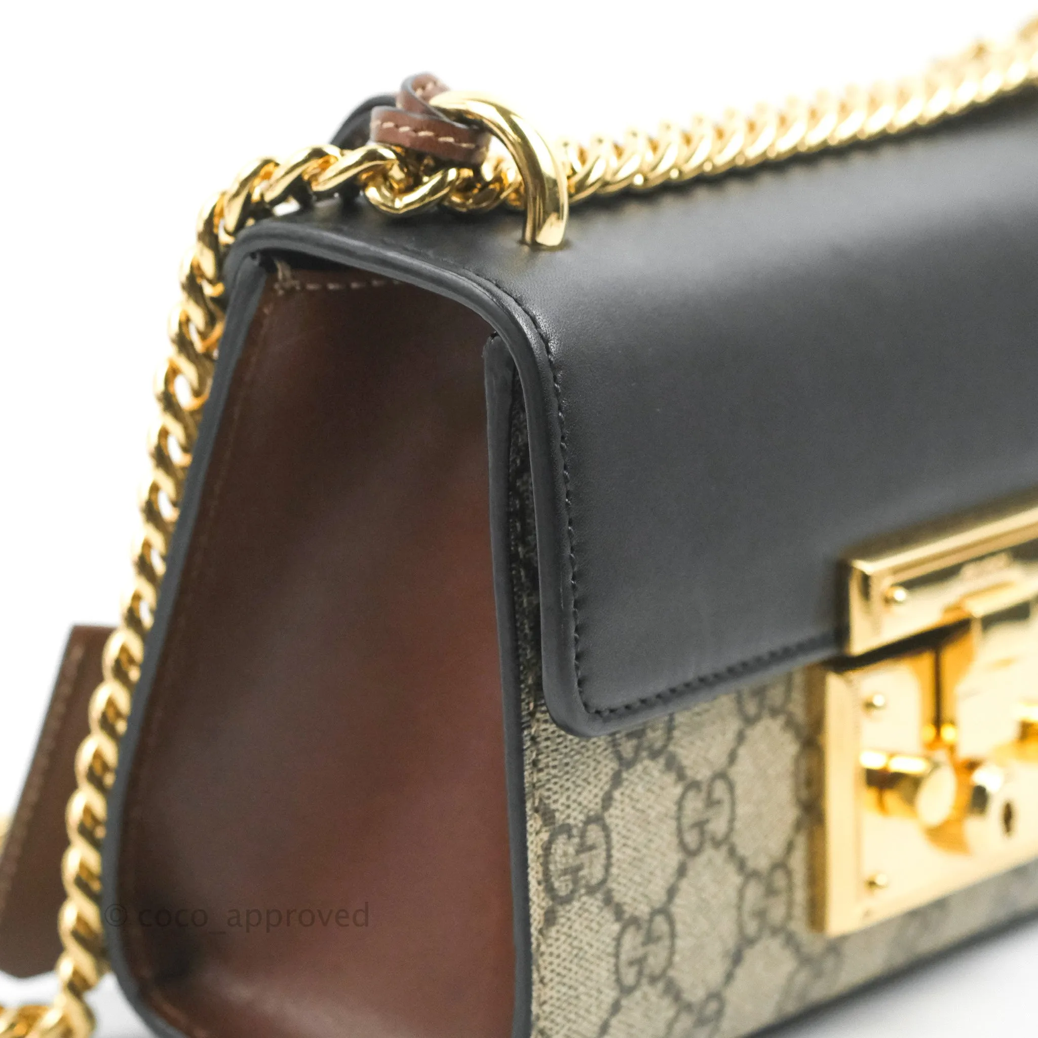 Gucci Padlock Small GG Shoulder Bag Black Beige/ Ebony GG Supreme Canvas