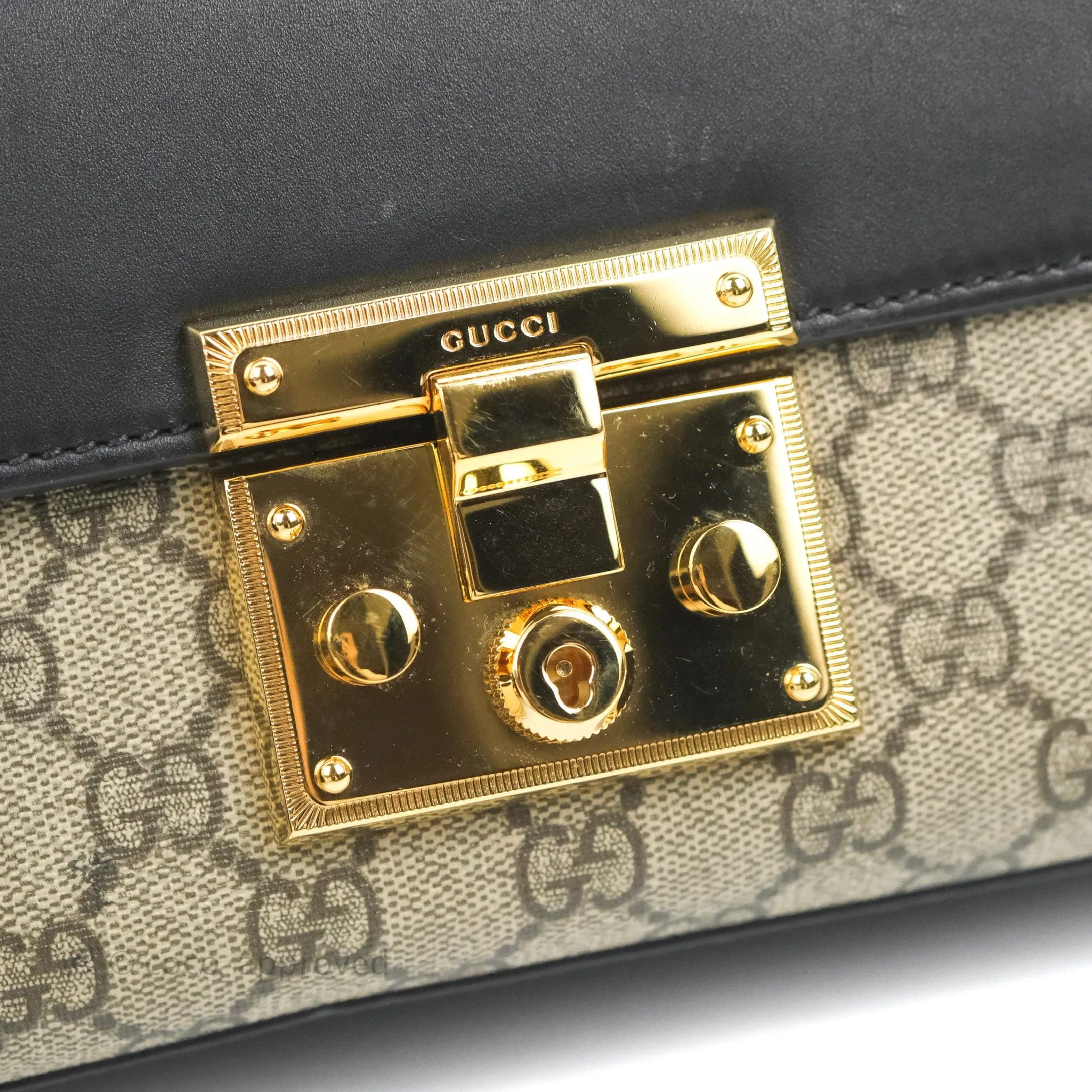 Gucci Padlock Small GG Shoulder Bag Black Beige/ Ebony GG Supreme Canvas