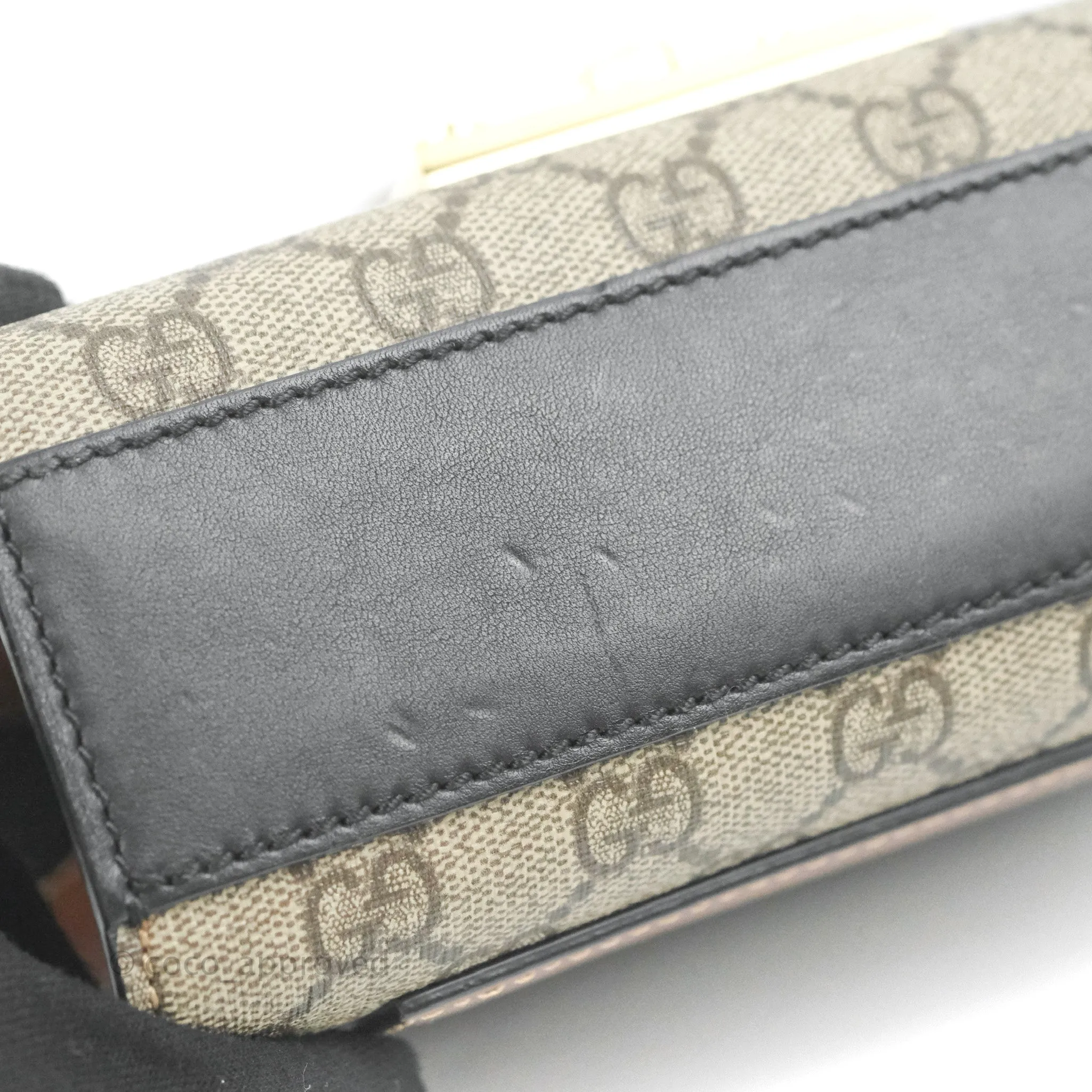 Gucci Padlock Small GG Shoulder Bag Black Beige/ Ebony GG Supreme Canvas