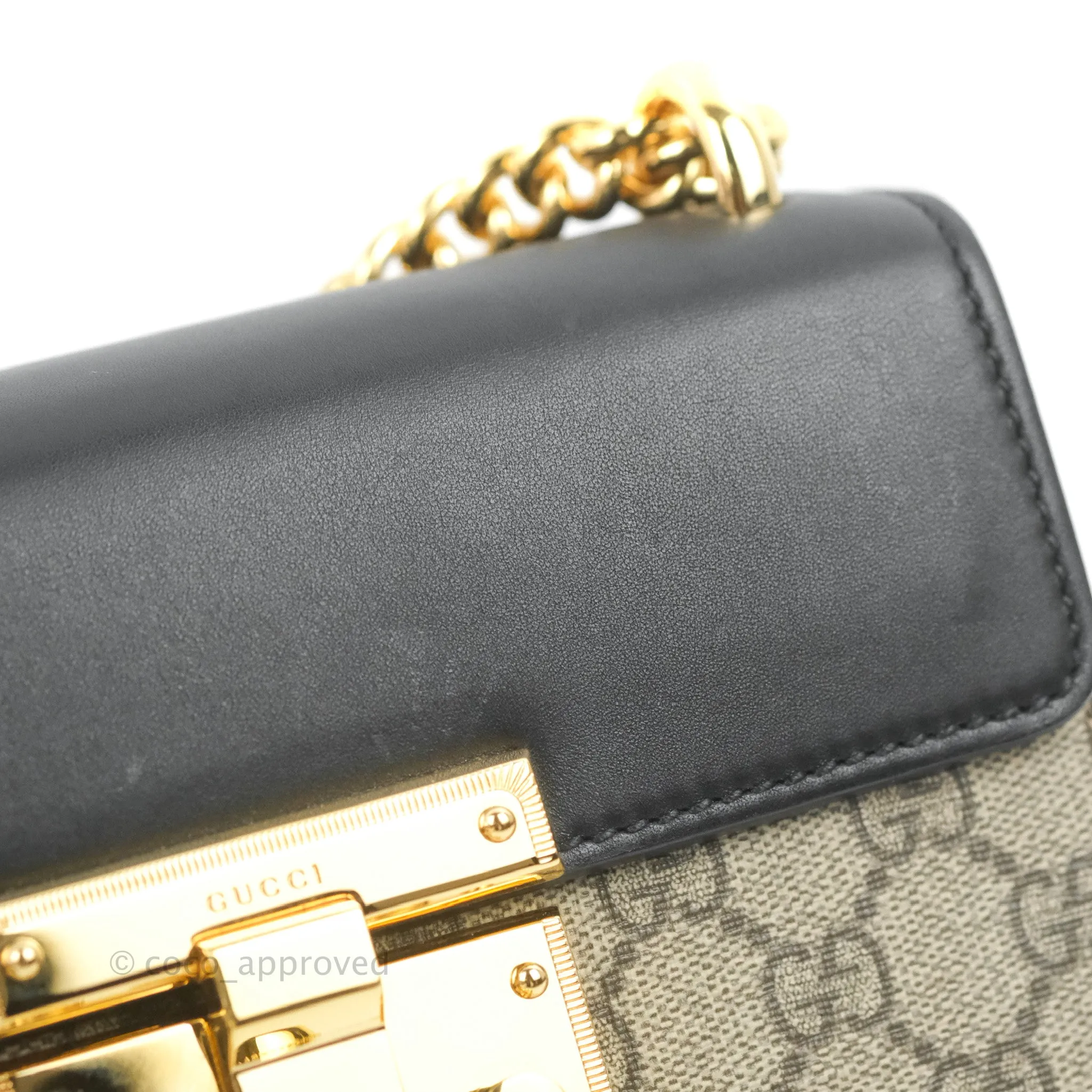 Gucci Padlock Small GG Shoulder Bag Black Beige/ Ebony GG Supreme Canvas