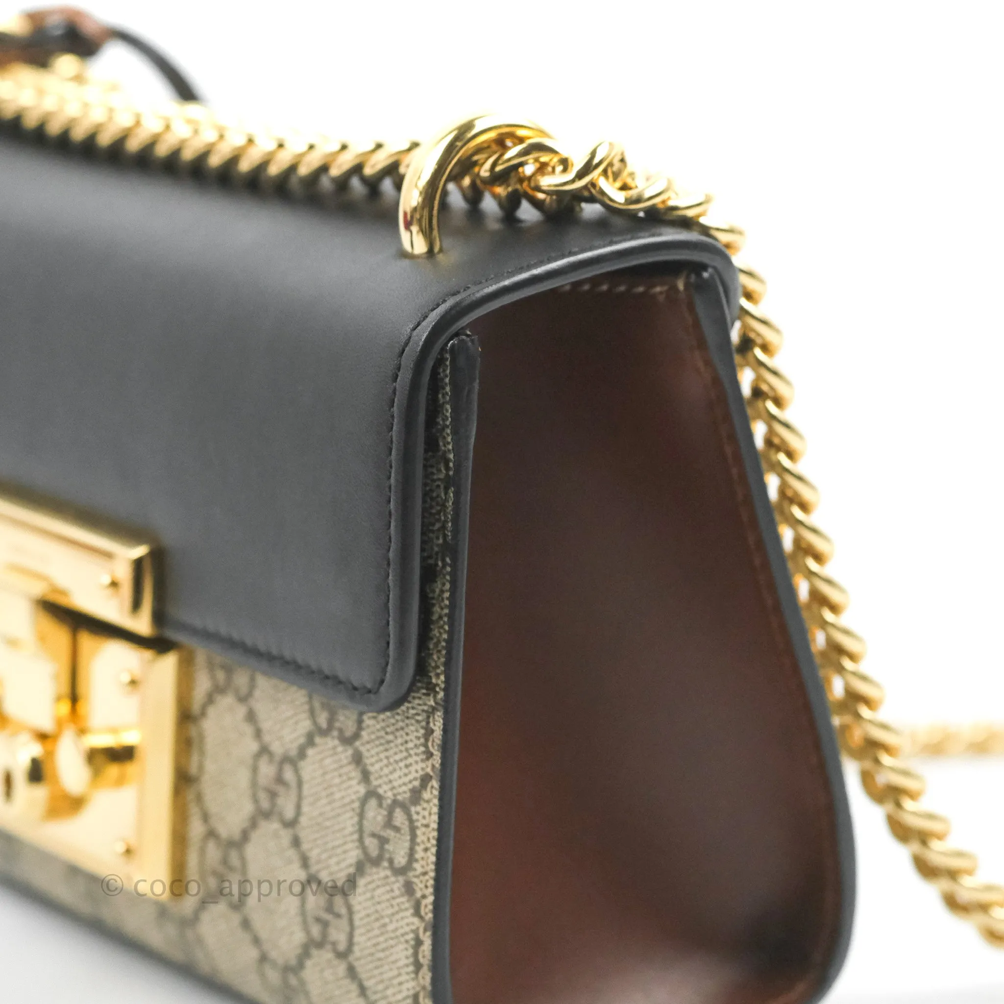 Gucci Padlock Small GG Shoulder Bag Black Beige/ Ebony GG Supreme Canvas