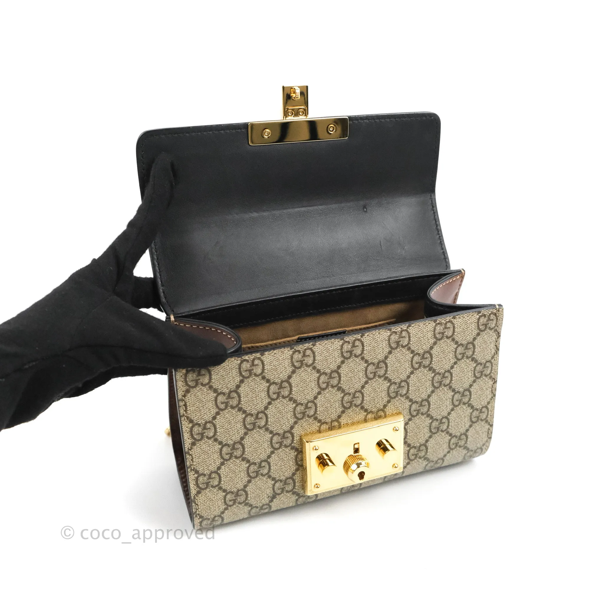 Gucci Padlock Small GG Shoulder Bag Black Beige/ Ebony GG Supreme Canvas