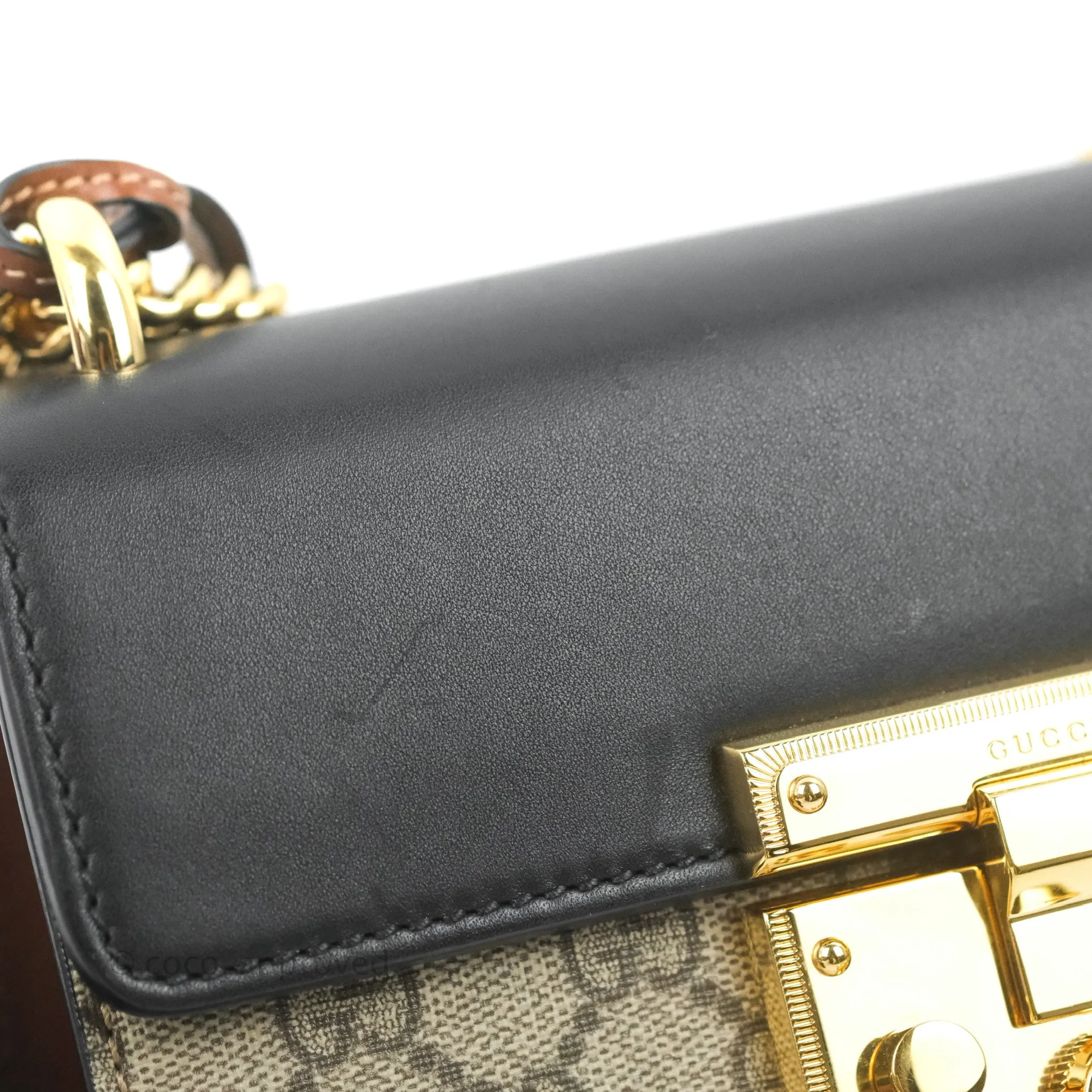 Gucci Padlock Small GG Shoulder Bag Black Beige/ Ebony GG Supreme Canvas