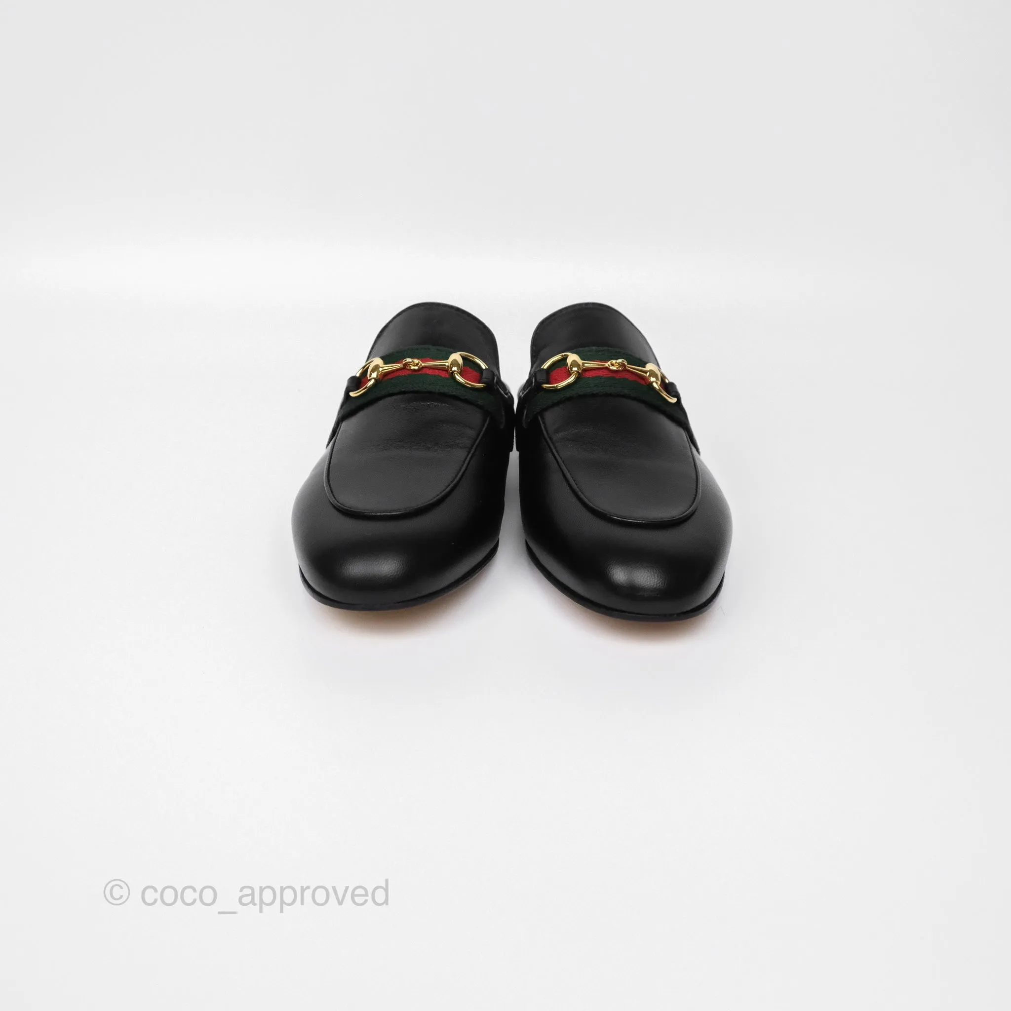 Gucci Princetown Black Leather Slippers Size 36.5