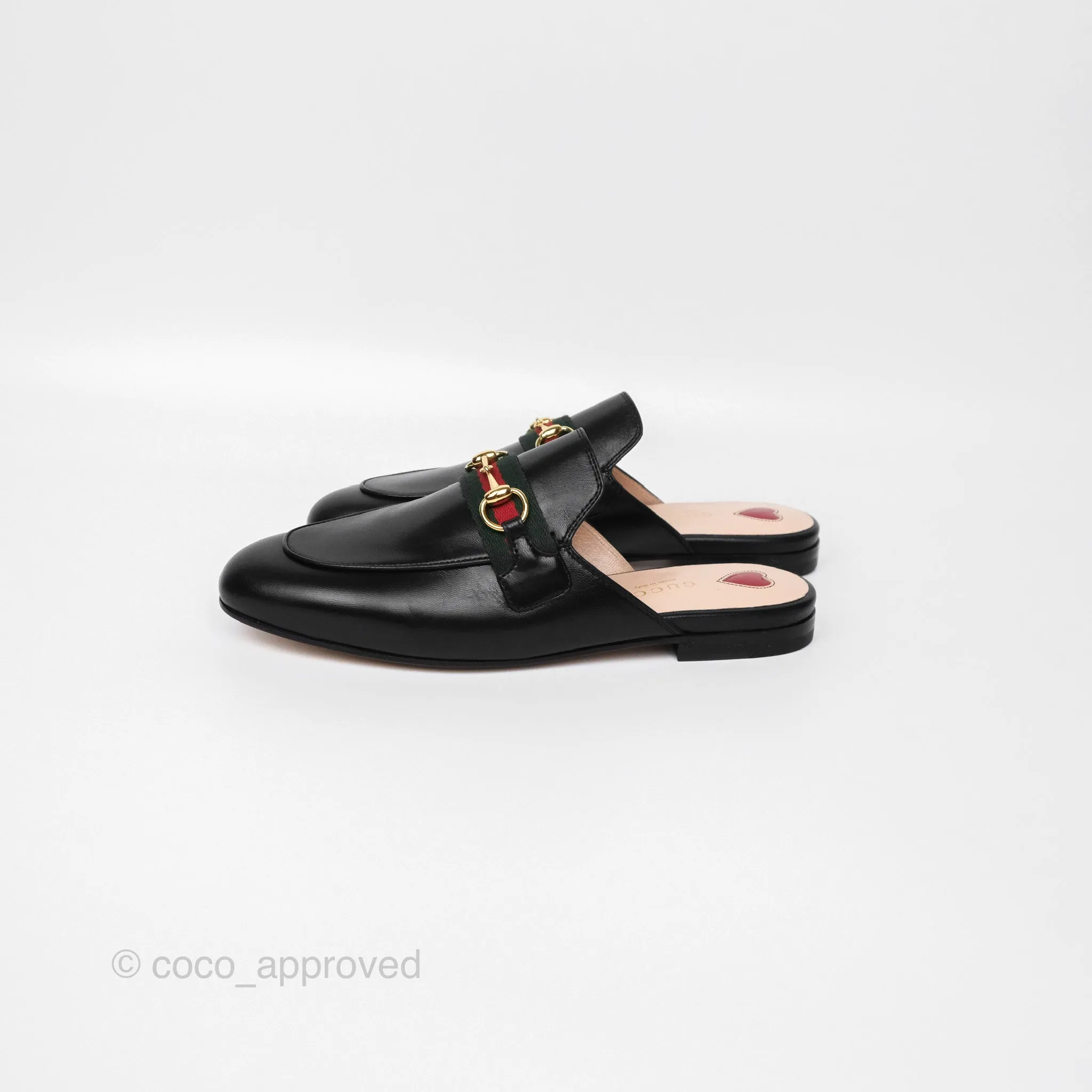 Gucci Princetown Black Leather Slippers Size 36.5