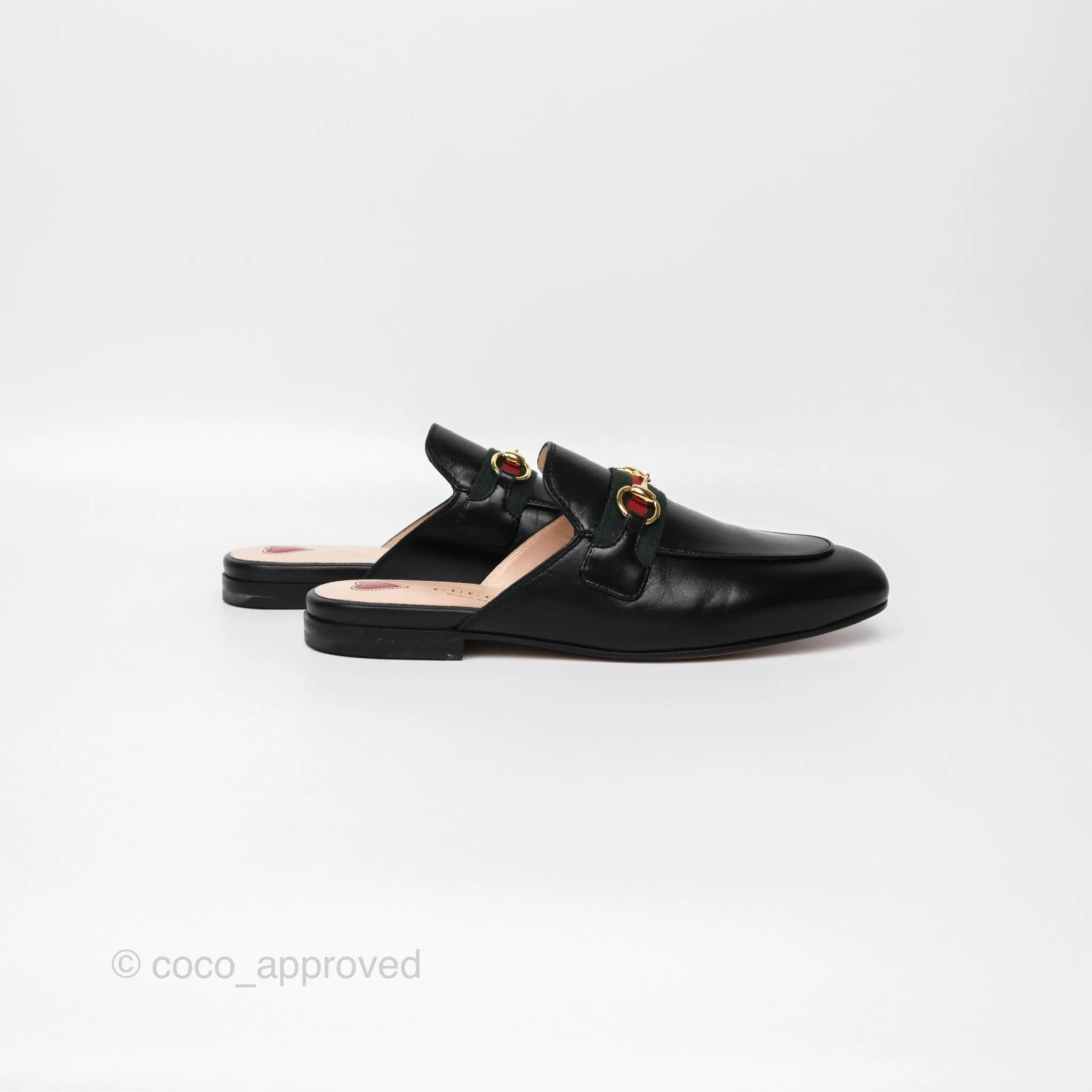 Gucci Princetown Black Leather Slippers Size 36.5