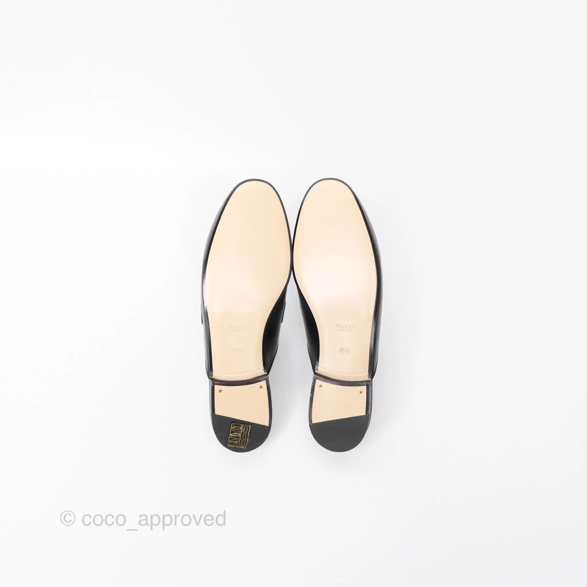 Gucci Princetown Black Leather Slippers Size 36.5