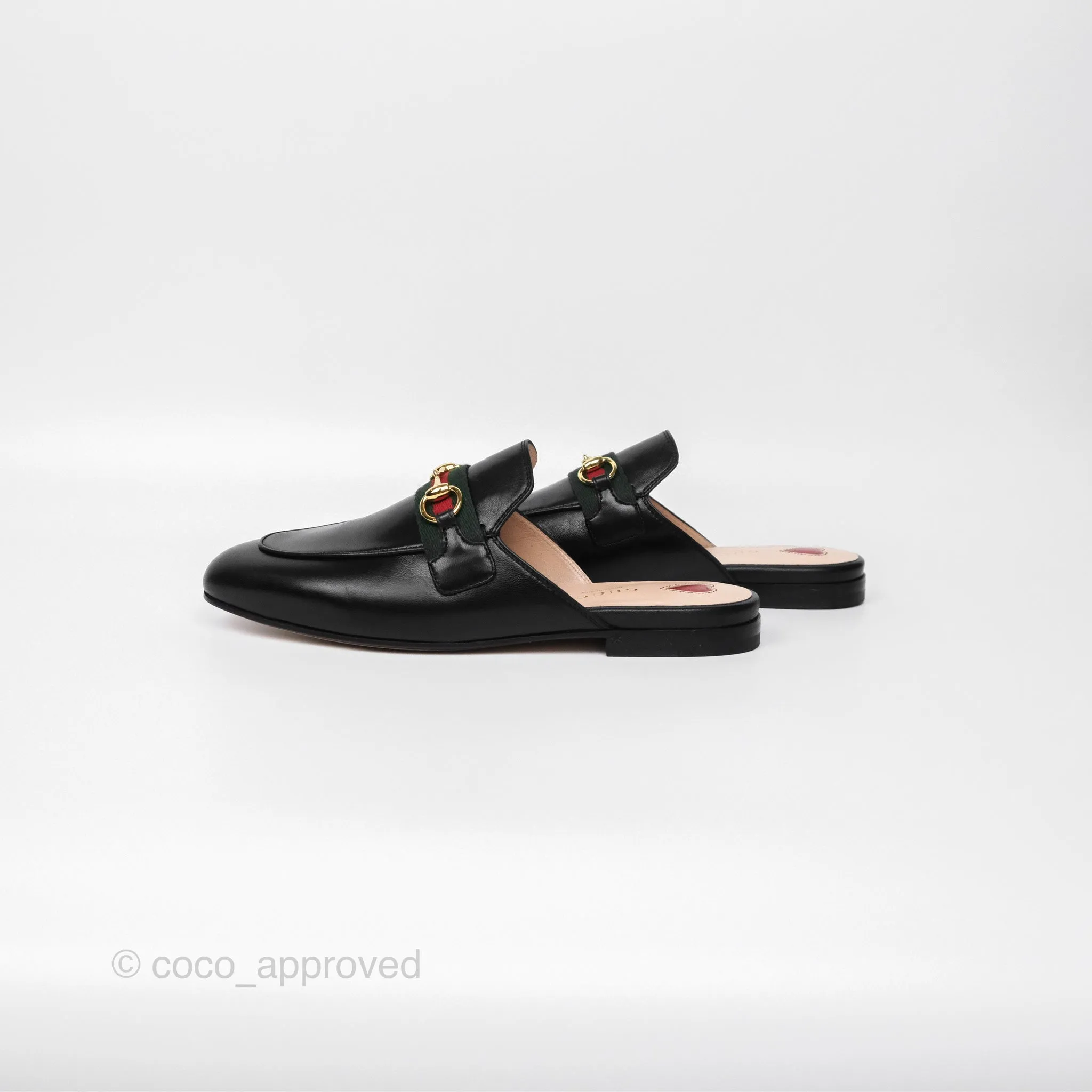 Gucci Princetown Black Leather Slippers Size 36.5