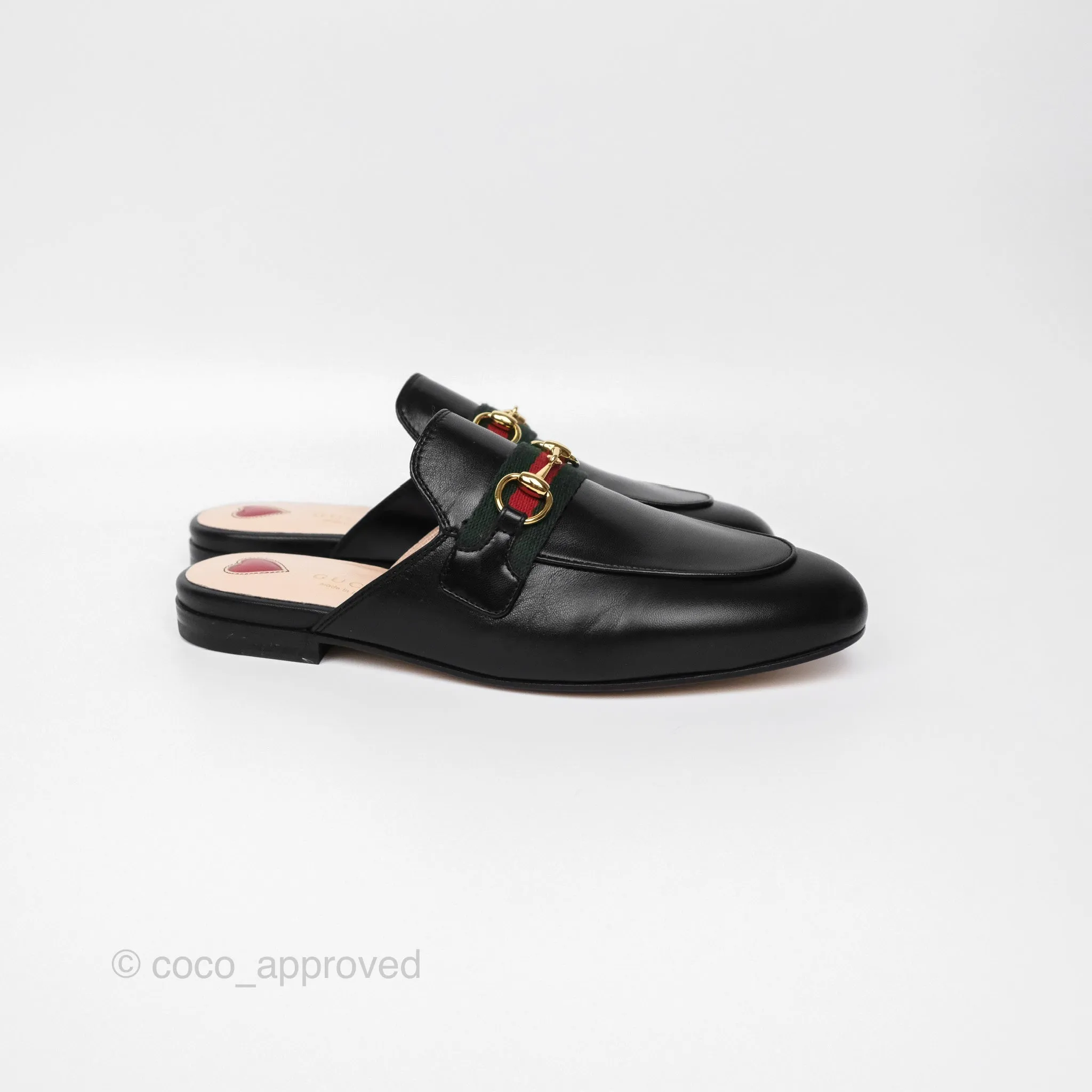 Gucci Princetown Black Leather Slippers Size 36.5