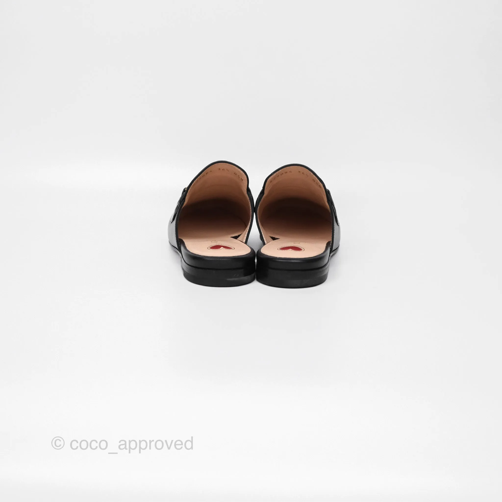Gucci Princetown Black Leather Slippers Size 36.5