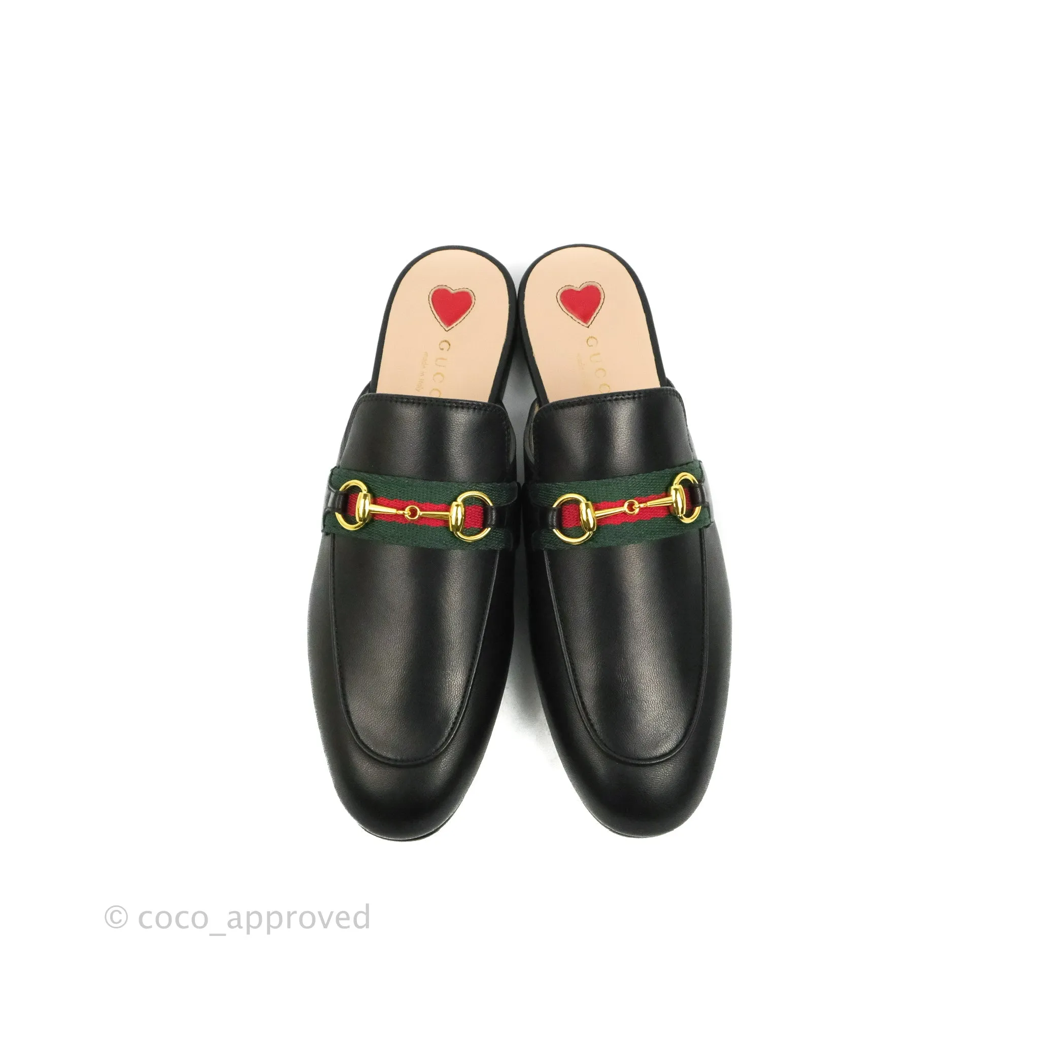 Gucci Princetown Black Leather Slippers Size 38