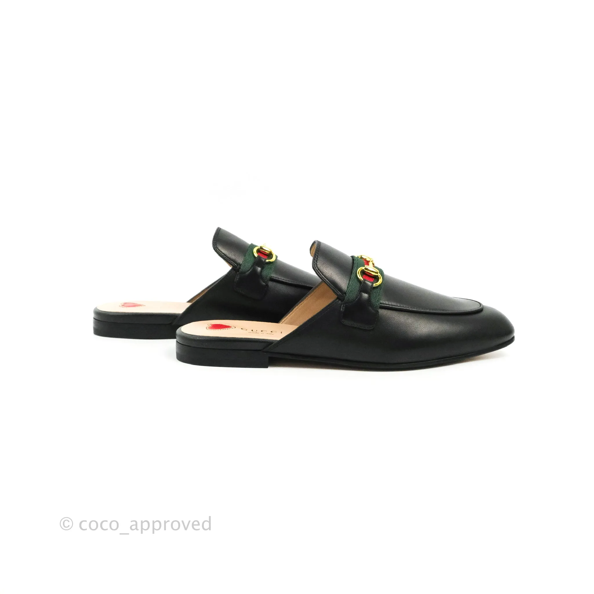 Gucci Princetown Black Leather Slippers Size 38