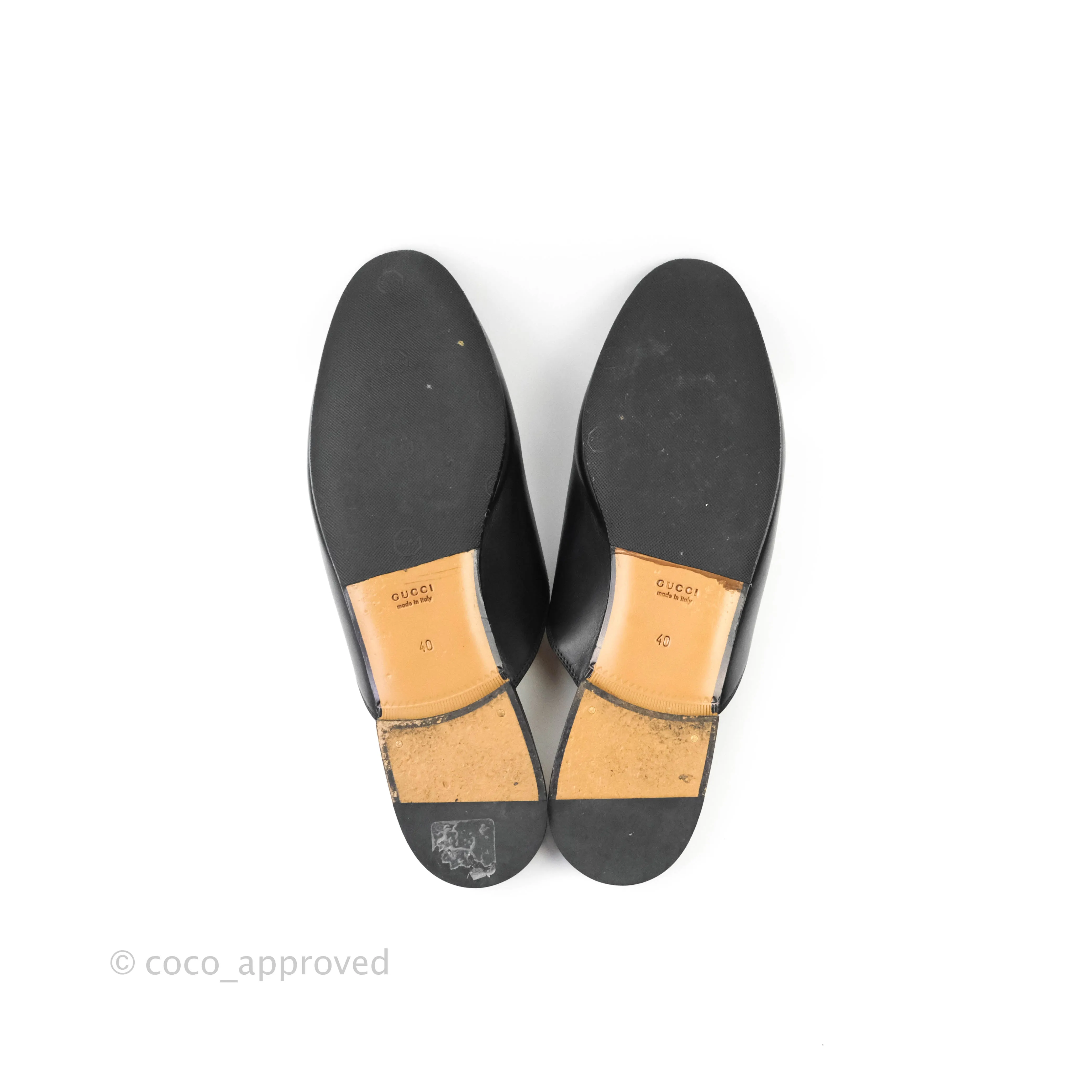 Gucci Princetown Black Leather Slippers Size 40
