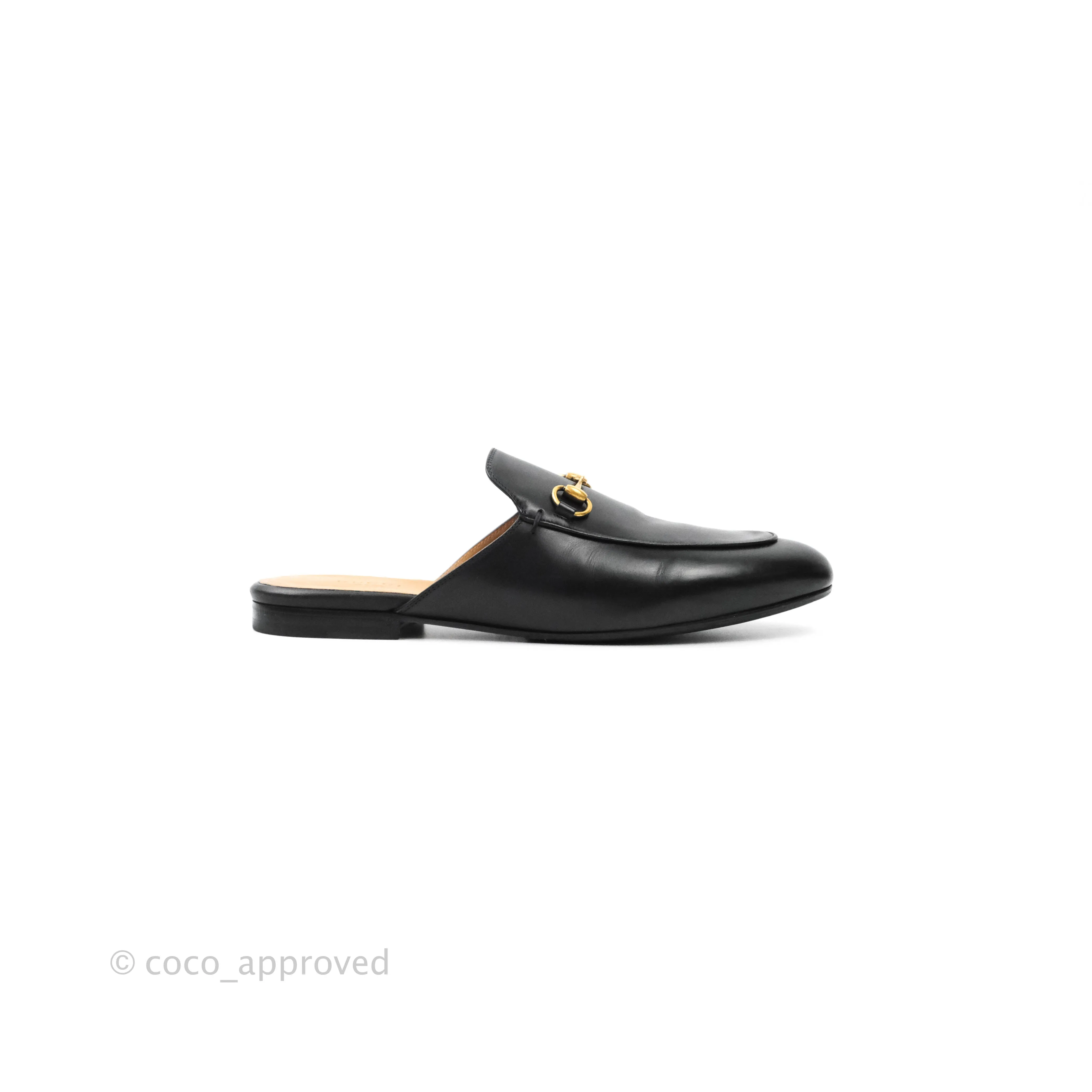 Gucci Princetown Black Leather Slippers Size 40