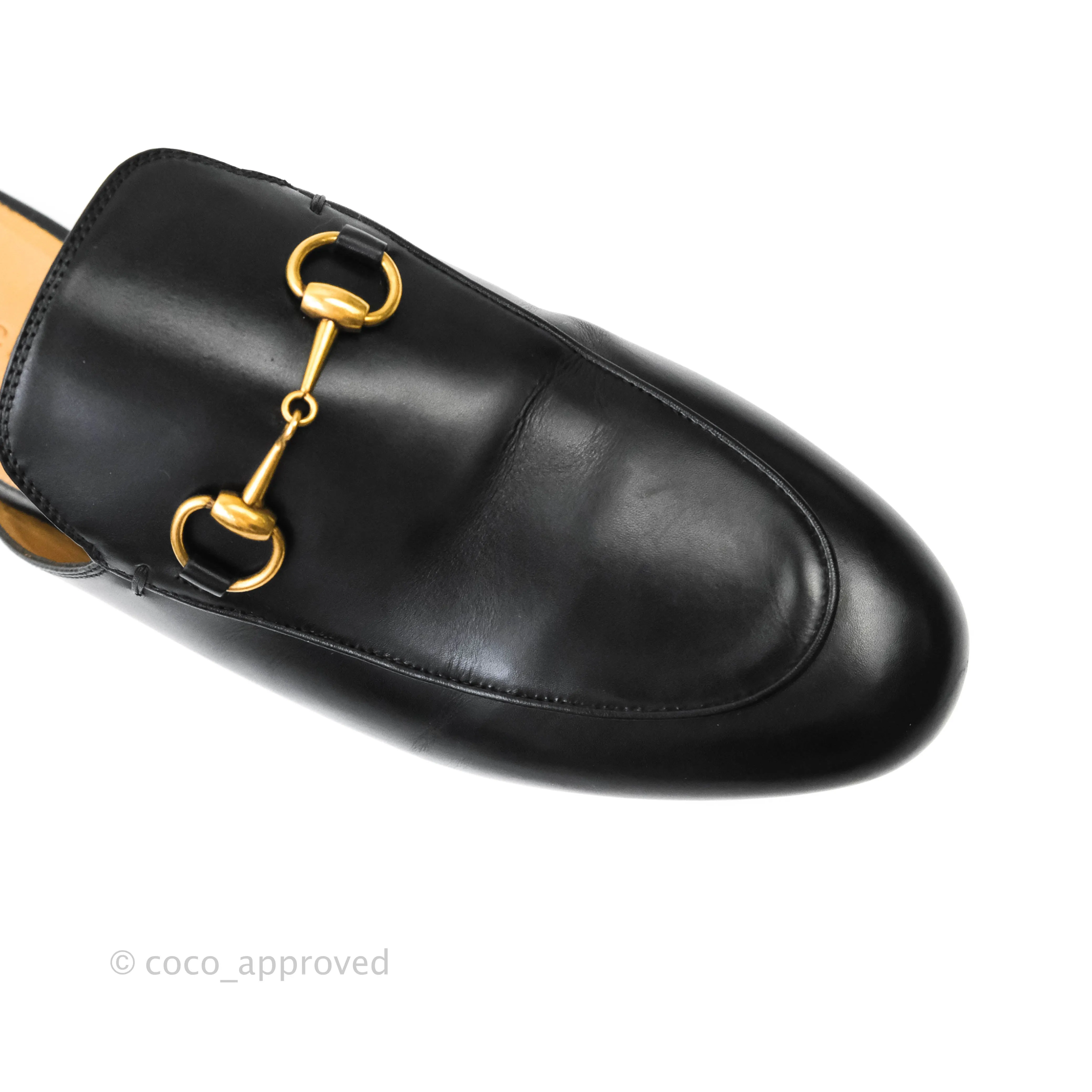 Gucci Princetown Black Leather Slippers Size 40