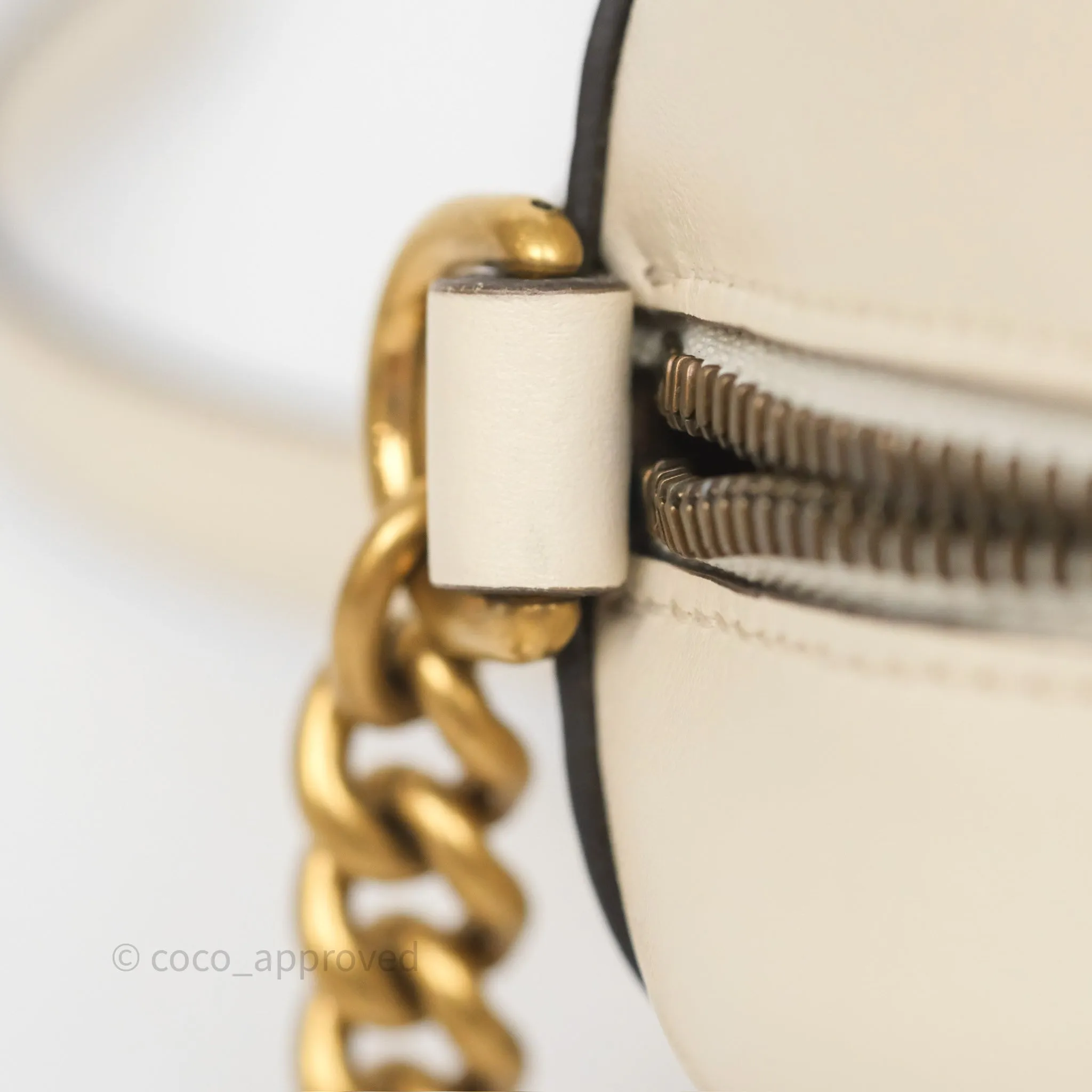 Gucci Small GG Marmont Camera Bag White Calfskin Gold Hardware