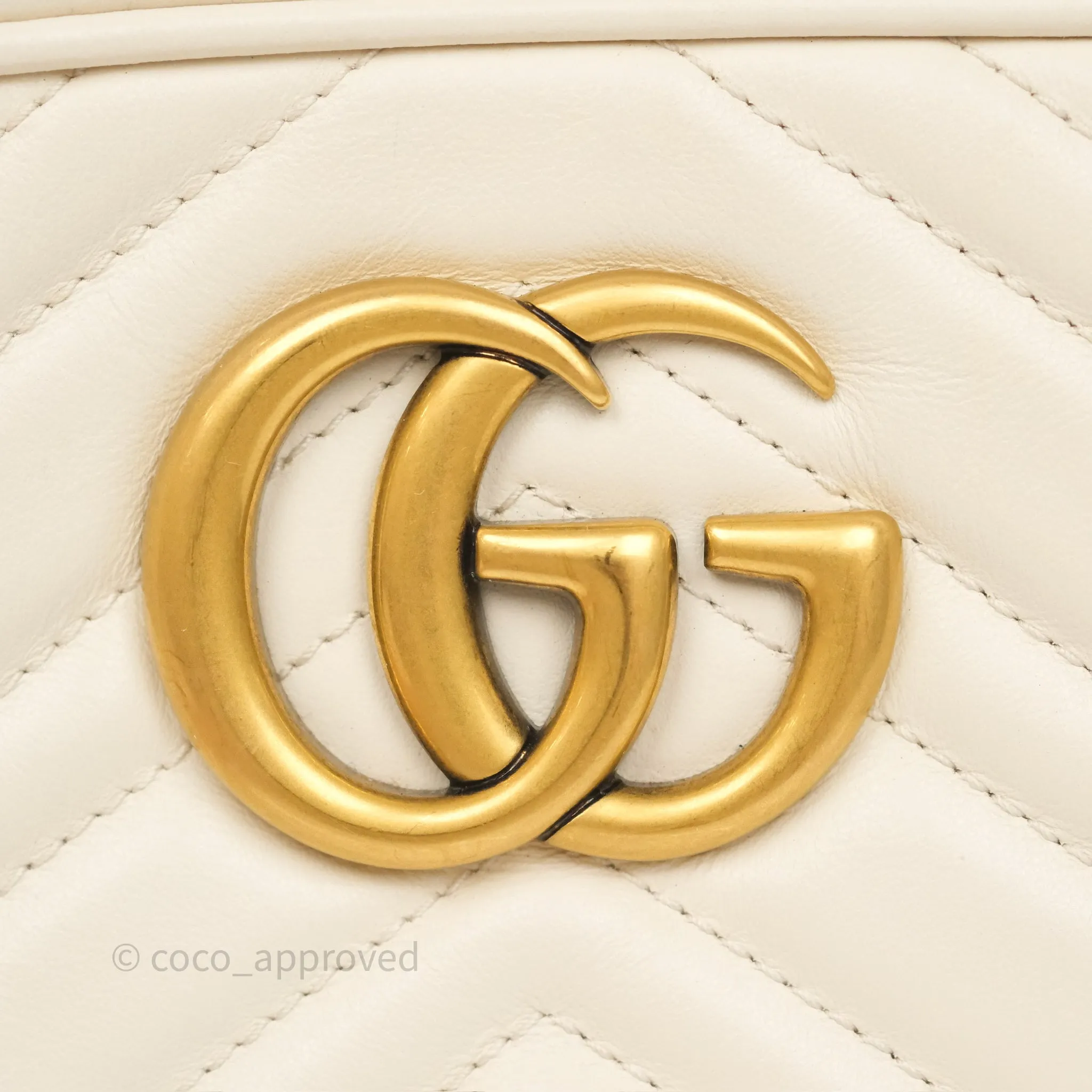Gucci Small GG Marmont Camera Bag White Calfskin Gold Hardware