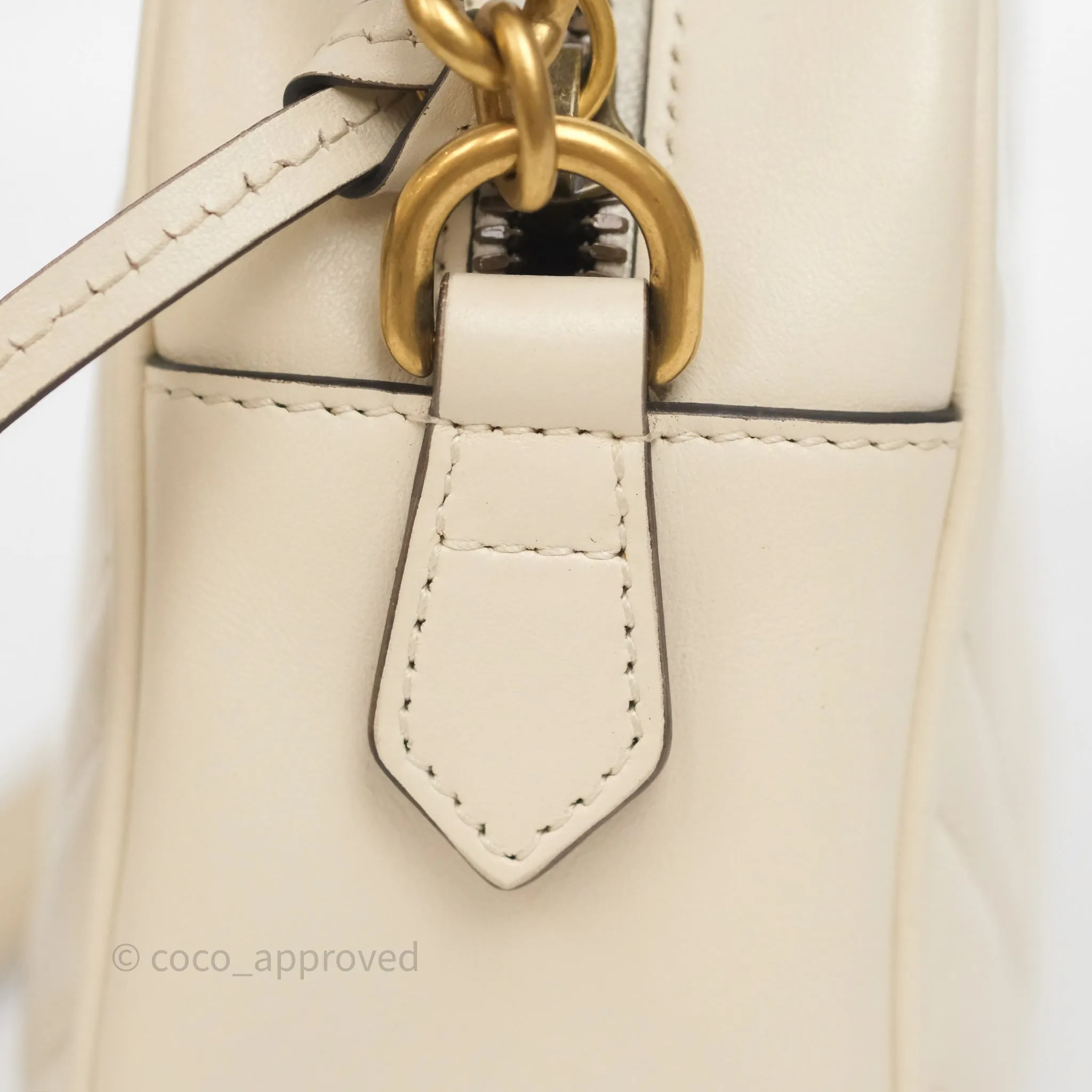 Gucci Small GG Marmont Camera Bag White Calfskin Gold Hardware