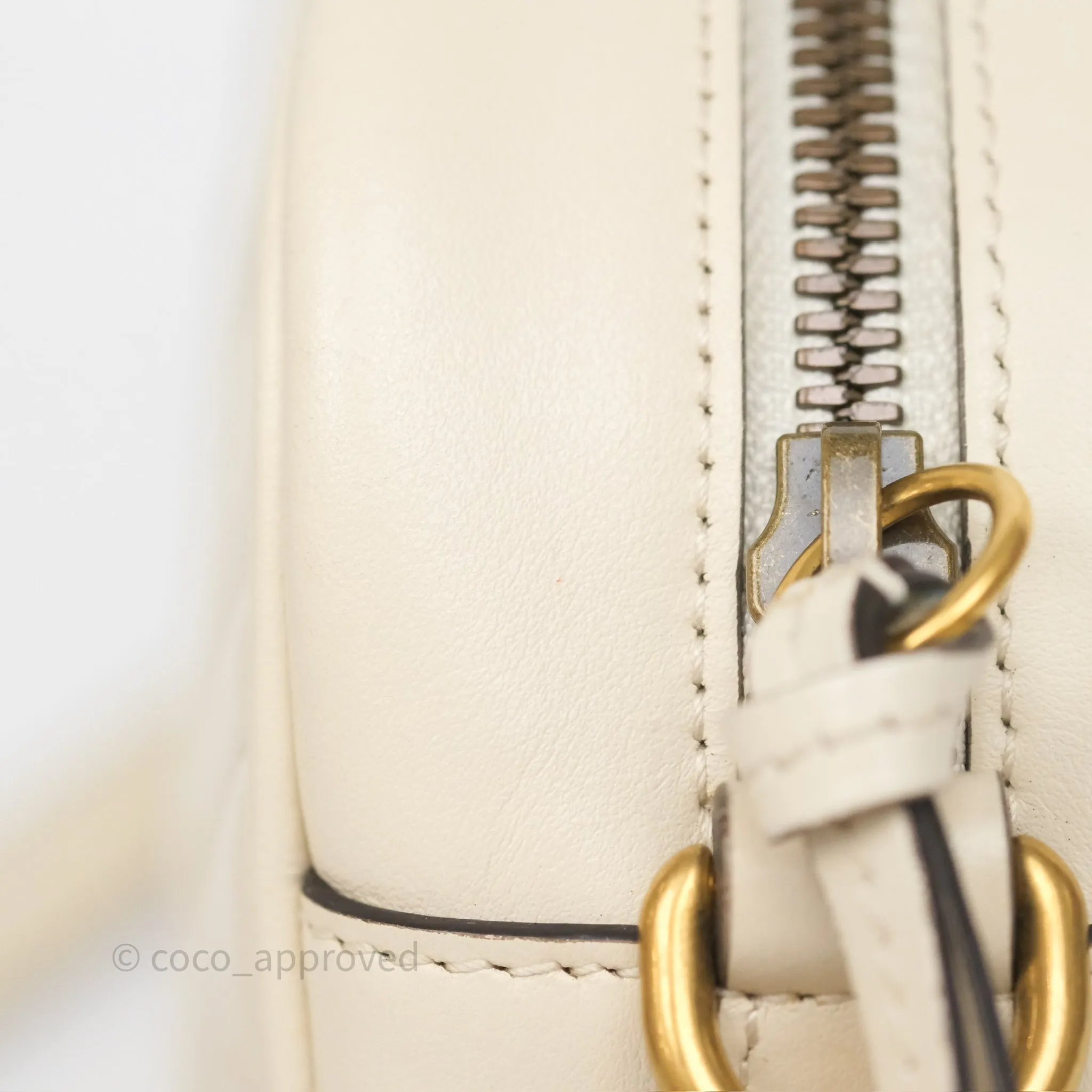Gucci Small GG Marmont Camera Bag White Calfskin Gold Hardware