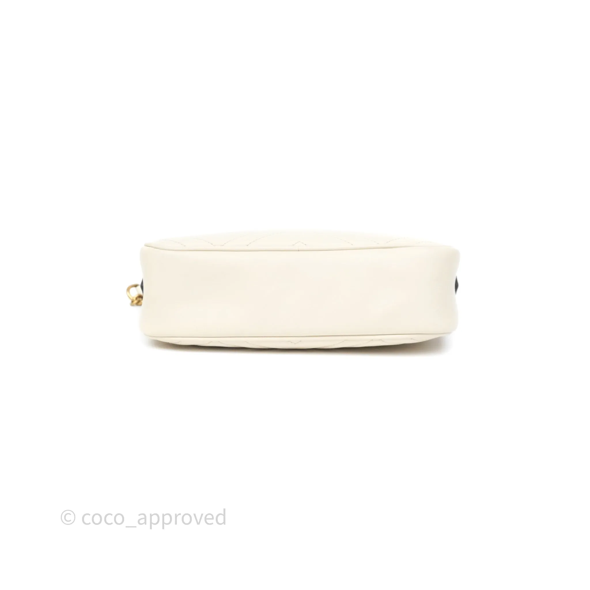 Gucci Small GG Marmont Camera Bag White Calfskin Gold Hardware