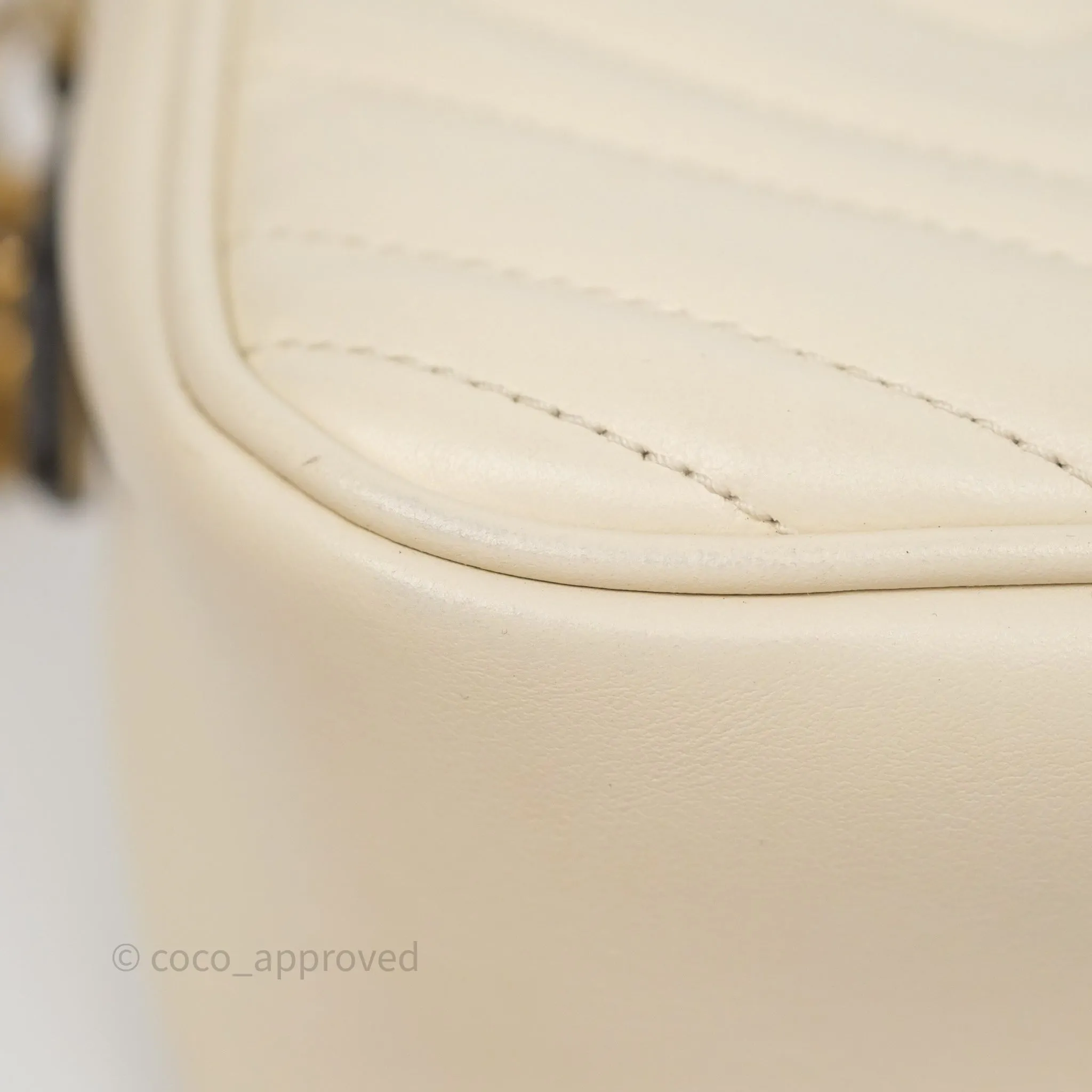 Gucci Small GG Marmont Camera Bag White Calfskin Gold Hardware