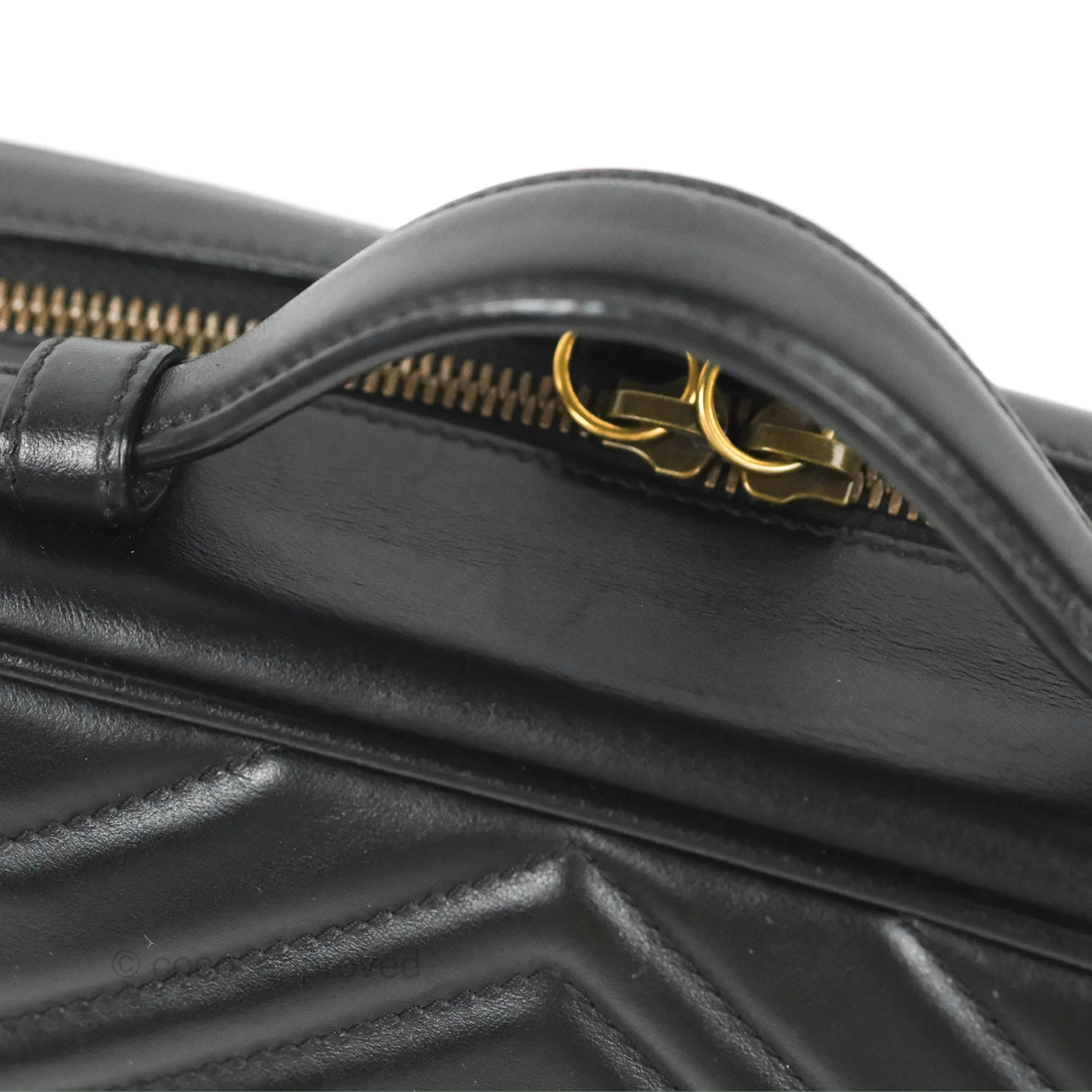 Gucci Small GG Marmont Shoulder Bag Matelasse with Sylvie Web Strap Black