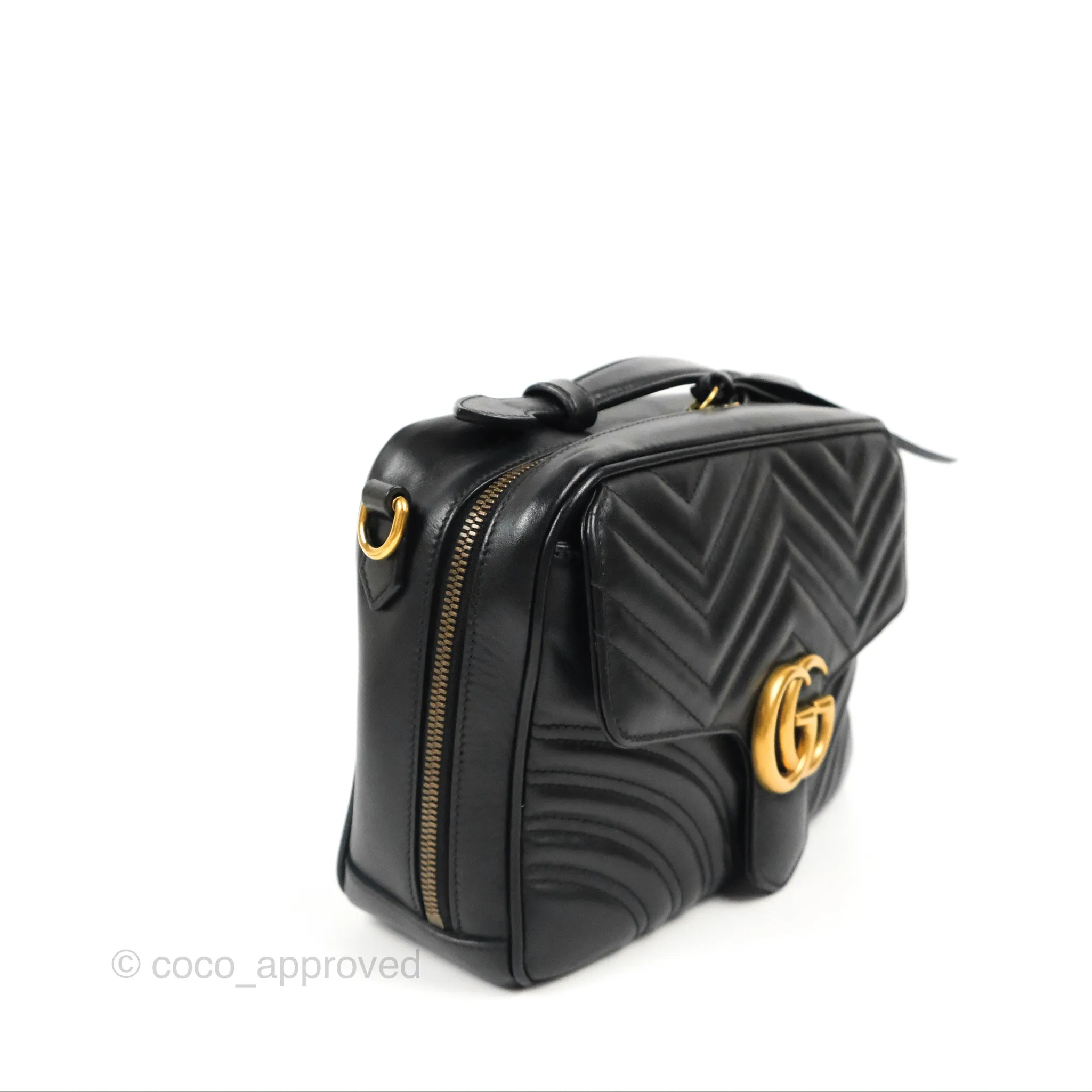 Gucci Small GG Marmont Shoulder Bag Matelasse with Sylvie Web Strap Black