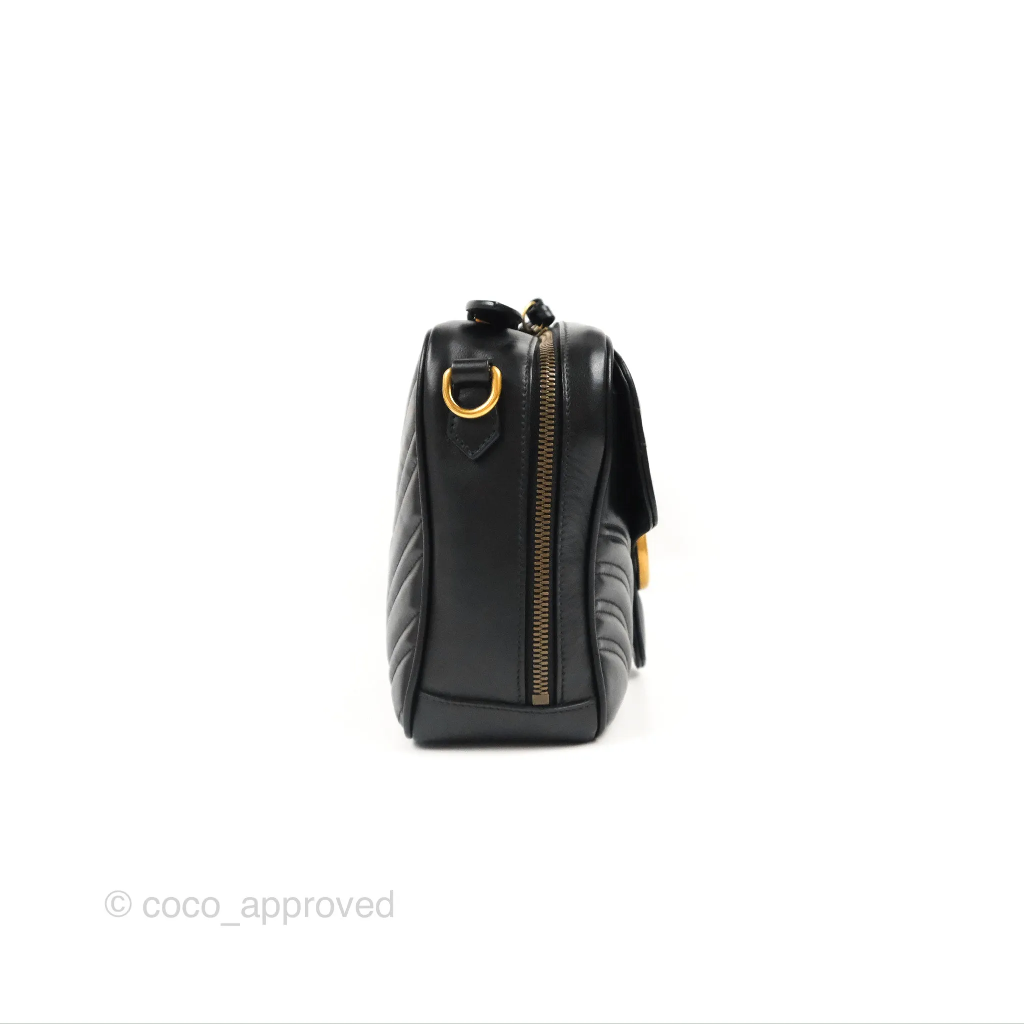 Gucci Small GG Marmont Shoulder Bag Matelasse with Sylvie Web Strap Black