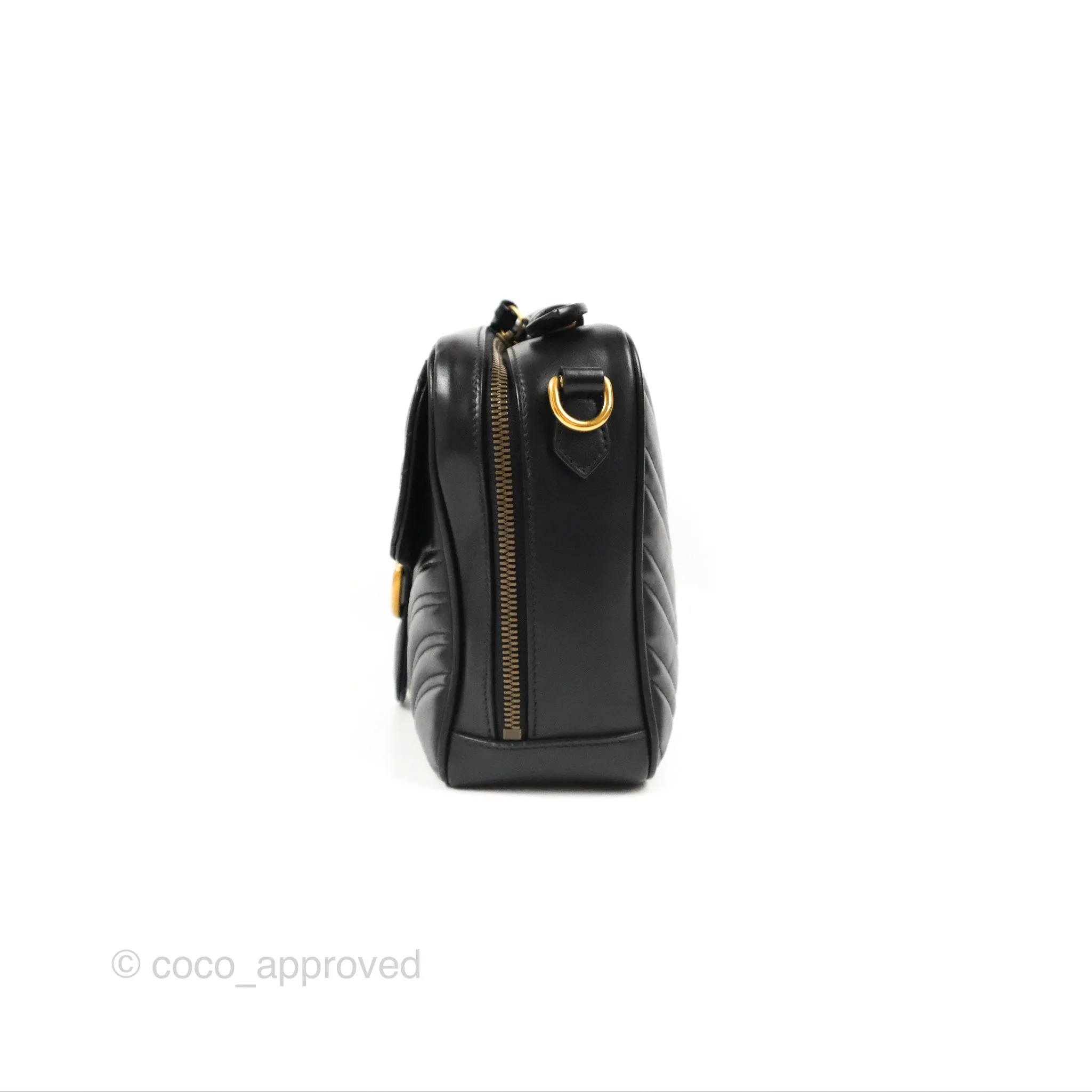 Gucci Small GG Marmont Shoulder Bag Matelasse with Sylvie Web Strap Black