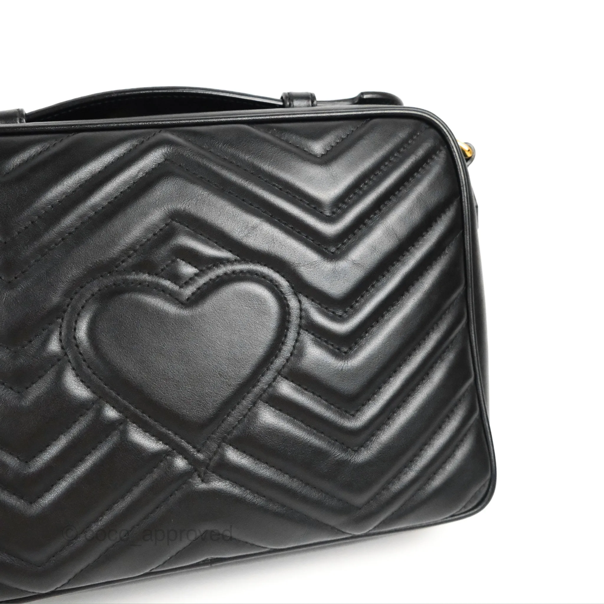 Gucci Small GG Marmont Shoulder Bag Matelasse with Sylvie Web Strap Black