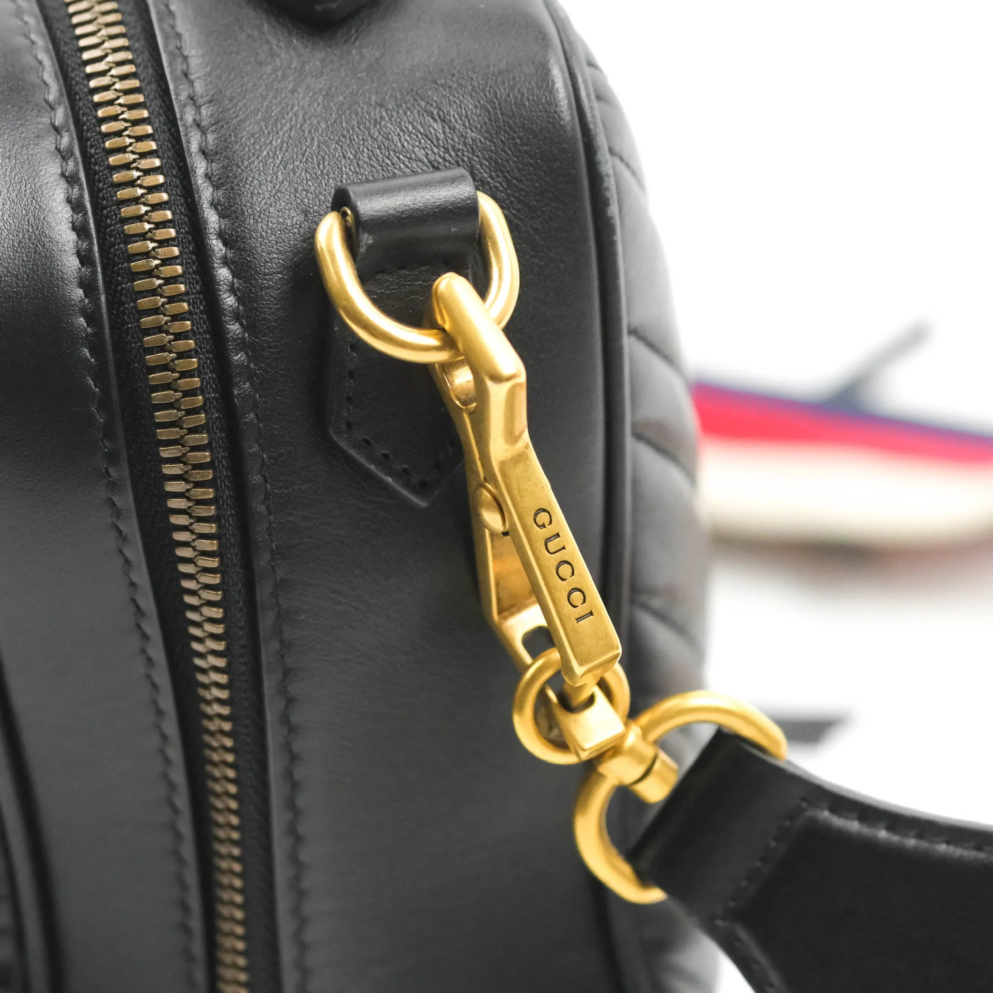 Gucci Small GG Marmont Shoulder Bag Matelasse with Sylvie Web Strap Black