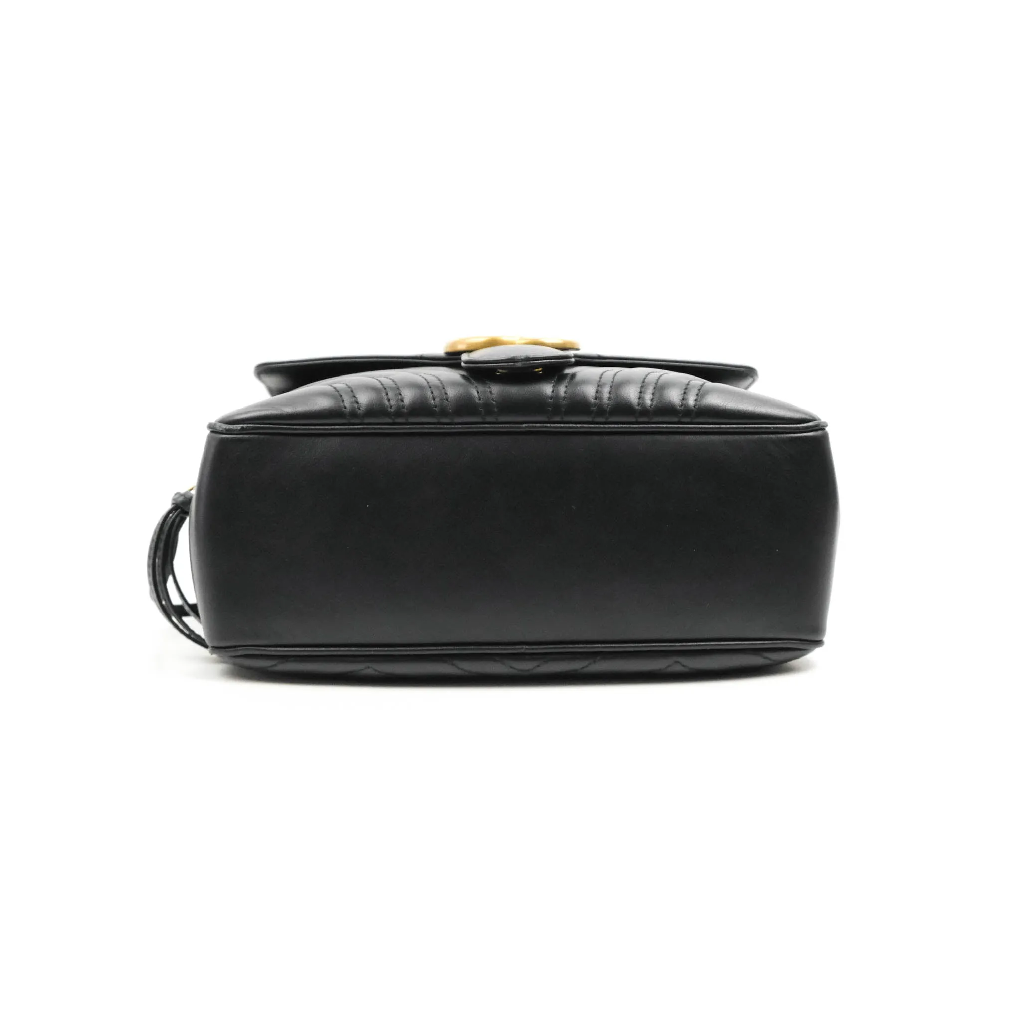 Gucci Small GG Marmont Shoulder Bag Matelasse with Sylvie Web Strap Black