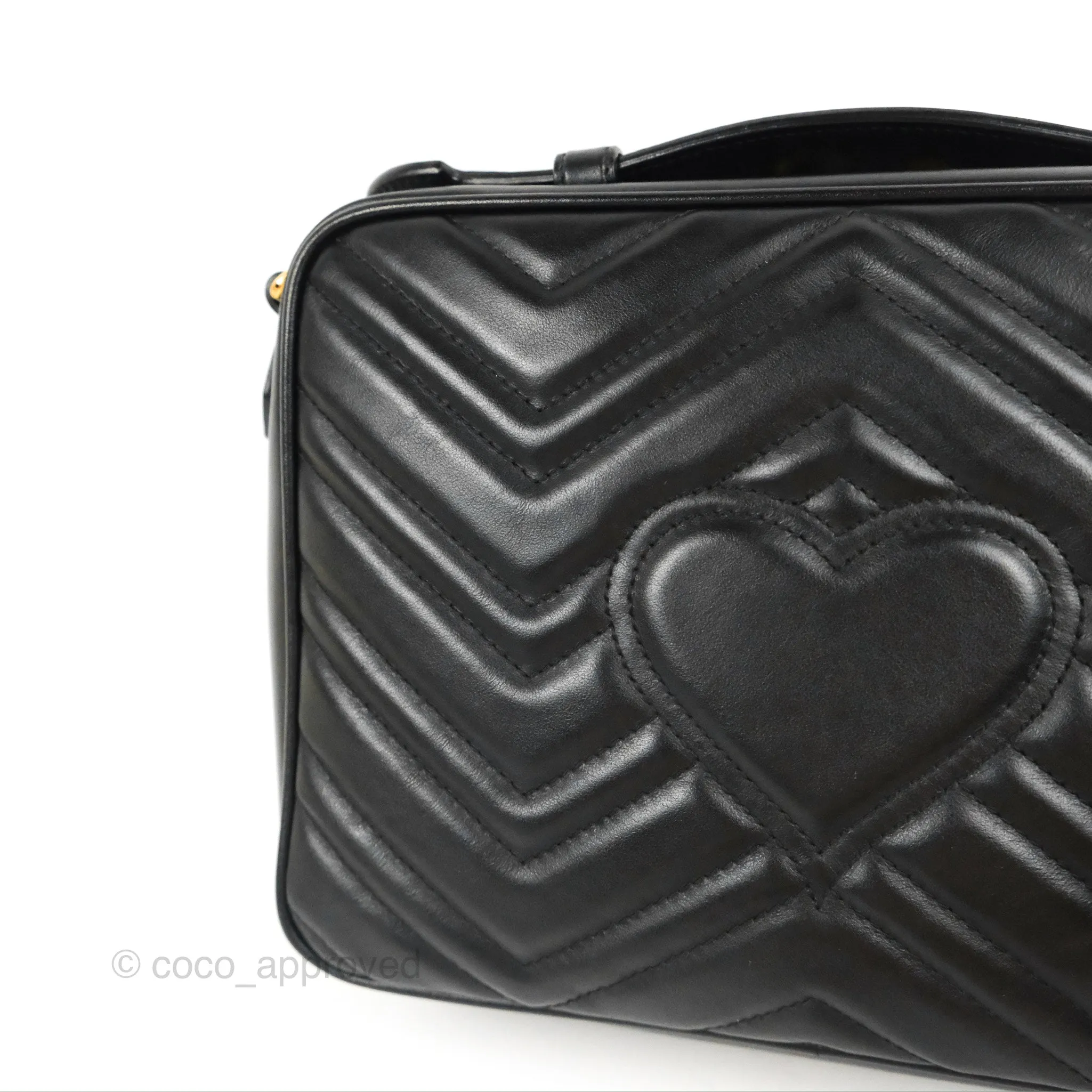 Gucci Small GG Marmont Shoulder Bag Matelasse with Sylvie Web Strap Black