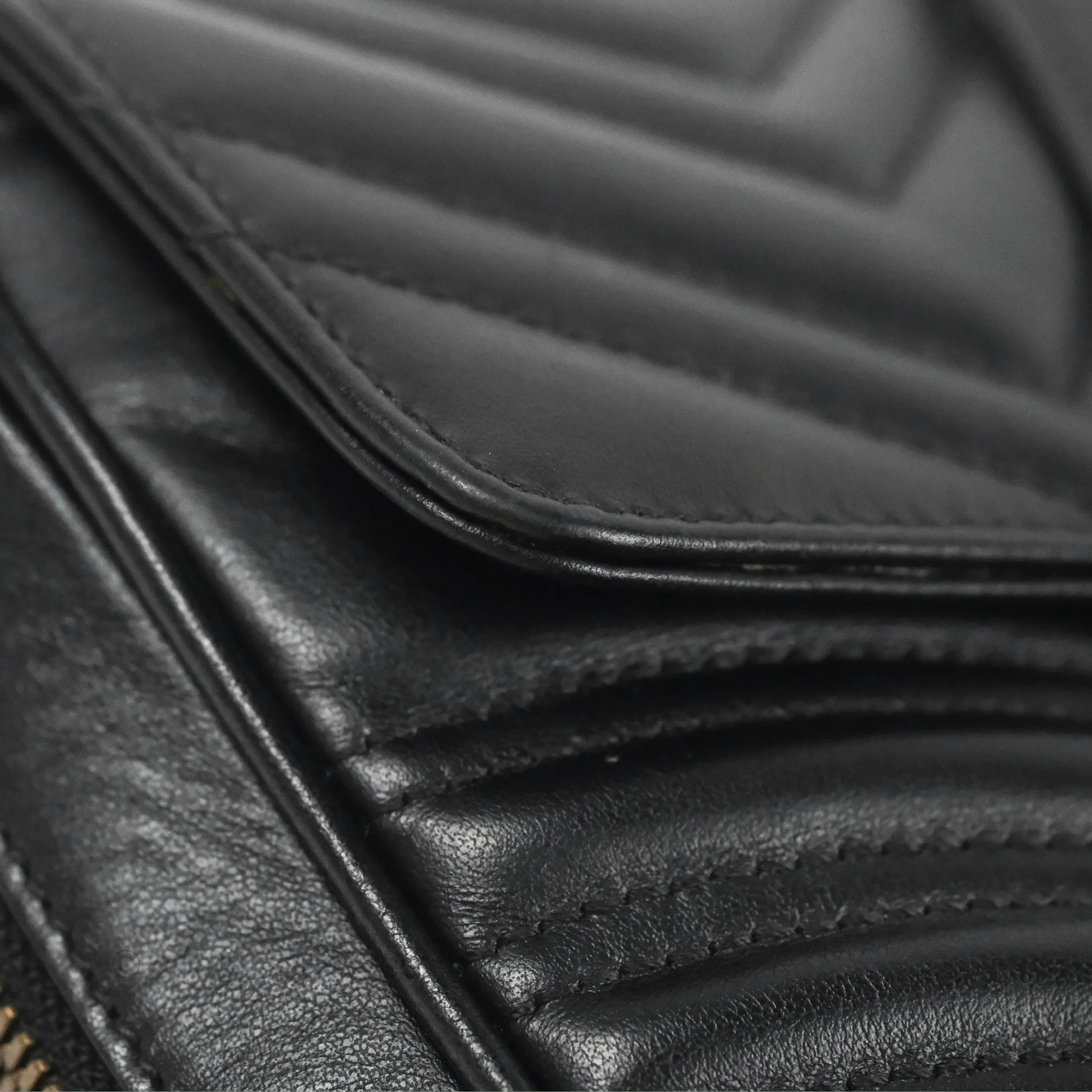 Gucci Small GG Marmont Shoulder Bag Matelasse with Sylvie Web Strap Black