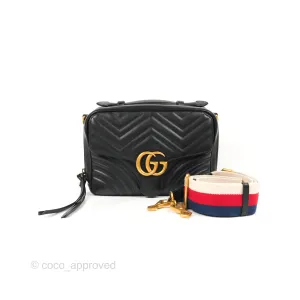 Gucci Small GG Marmont Shoulder Bag Matelasse with Sylvie Web Strap Black