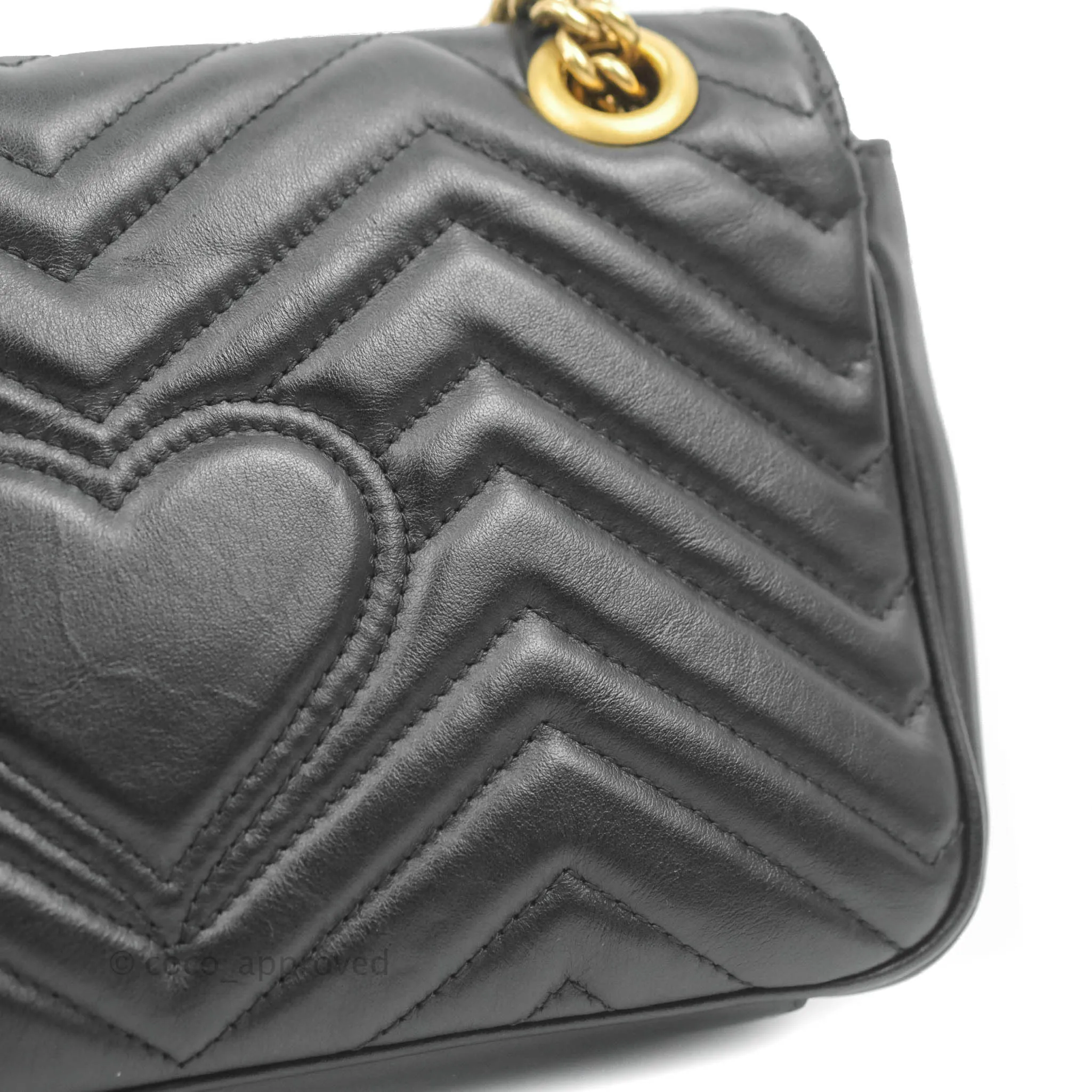 Gucci Small Marmont Black Calfskin Gold Hardware