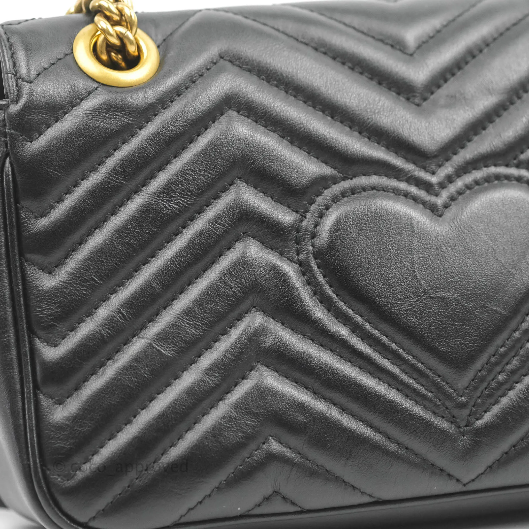 Gucci Small Marmont Black Calfskin Gold Hardware